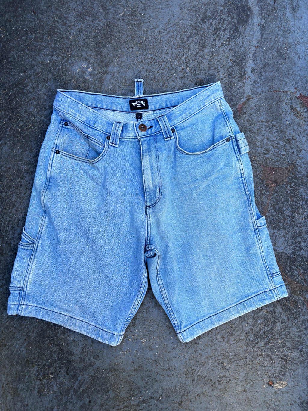 90s Style Billabong Carpenter Shorts Men’s 30 Blue Denim Embroidered Logo