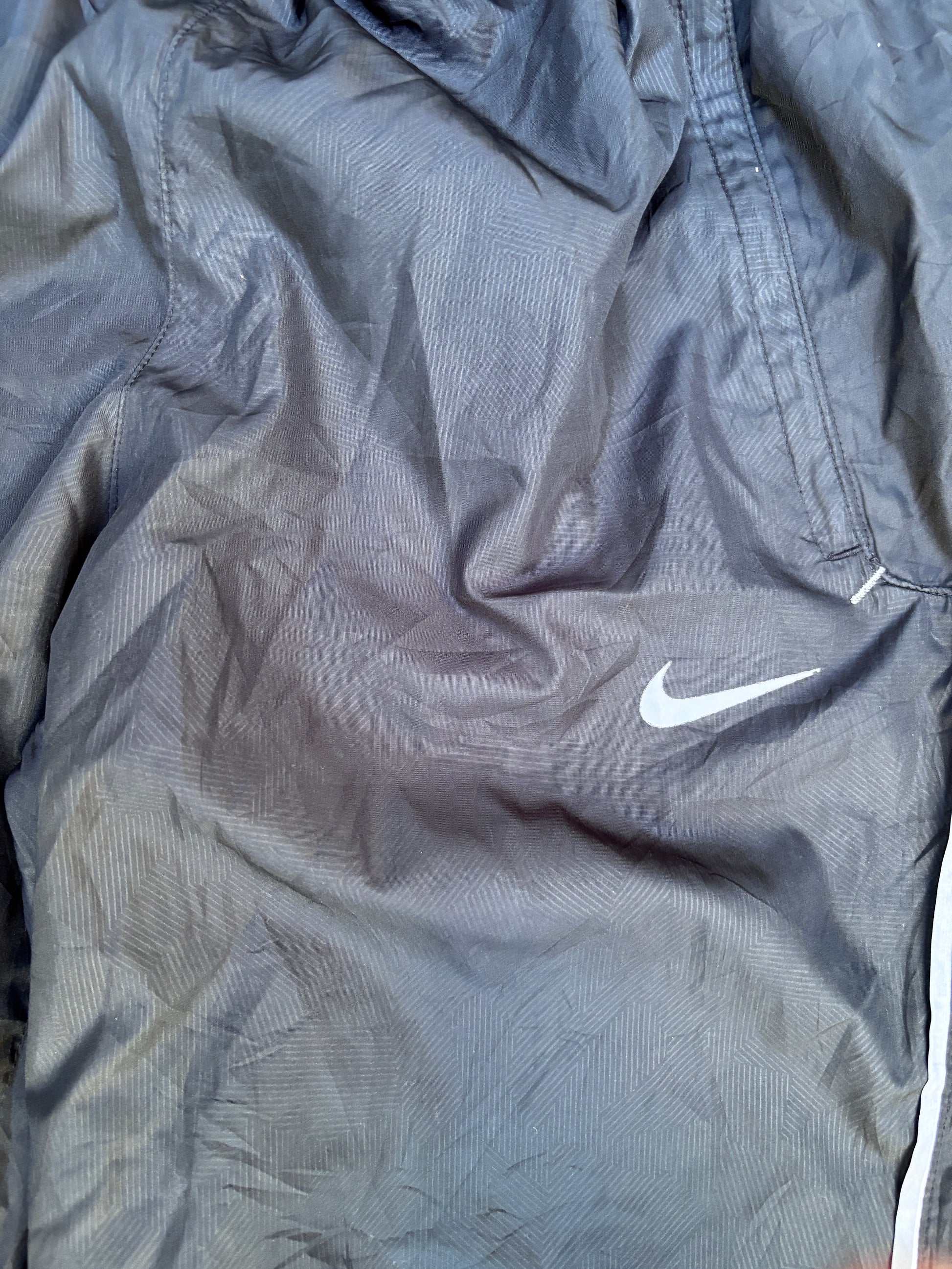 Classic Nike Track Pants Size S Black Grey Bungee Cuff Textured Windbreakers