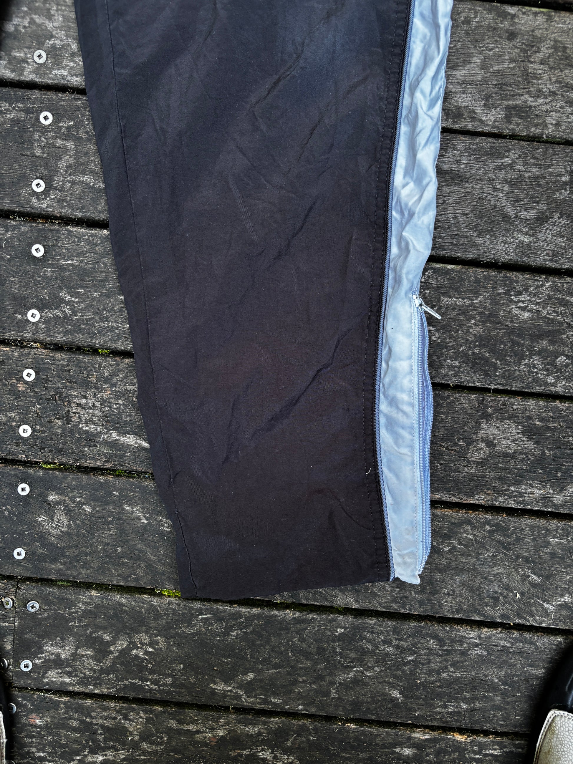 Classic Vintage Nike Track Pants Size L Black White Side Detail