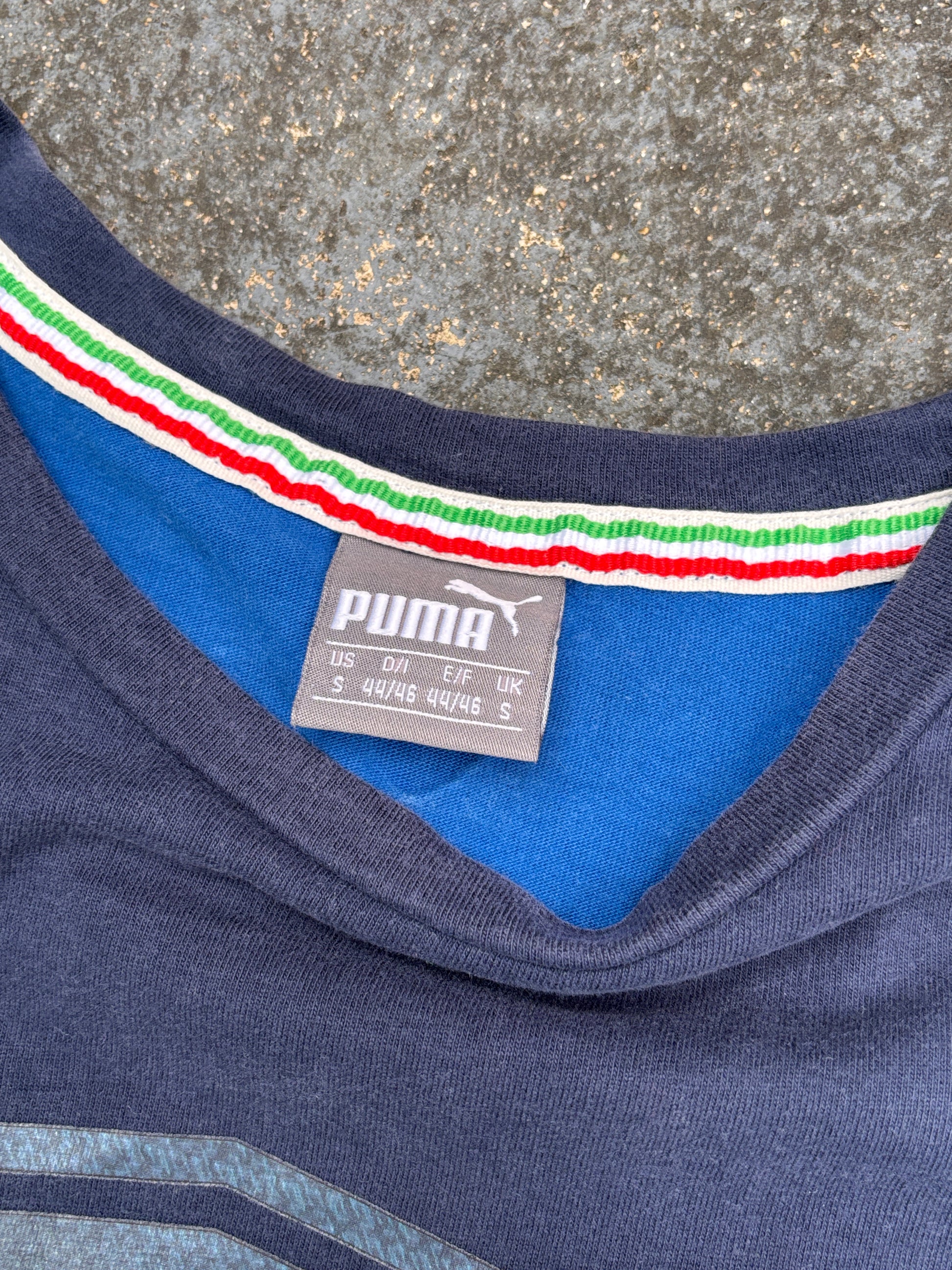 Vintage Y2K Puma Ferrari T-shirt Size S Navy Large Horse Graphic + Badge Crew Neck