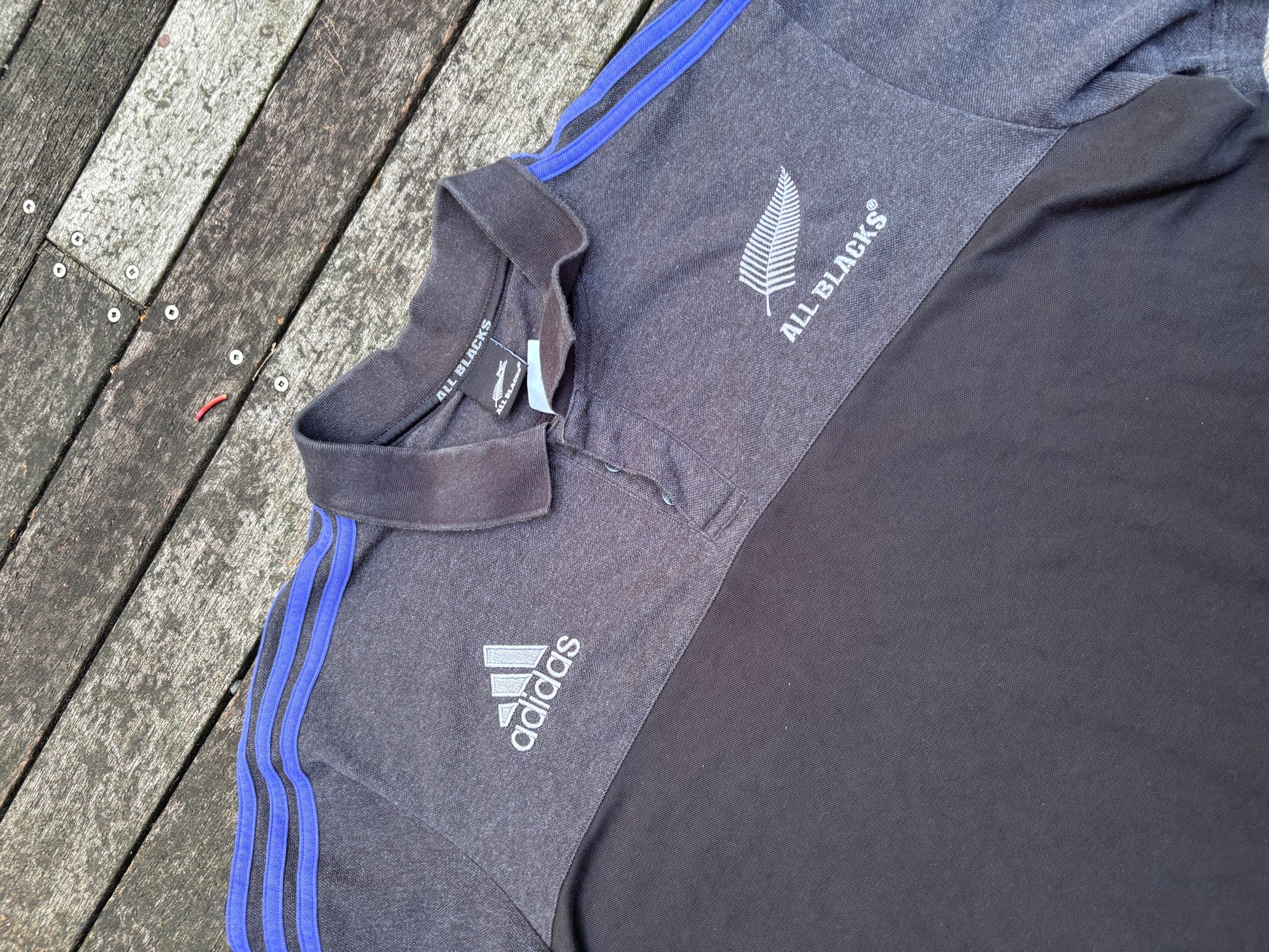Vintage Adidas All Blacks Rugby Polo Size XL Black