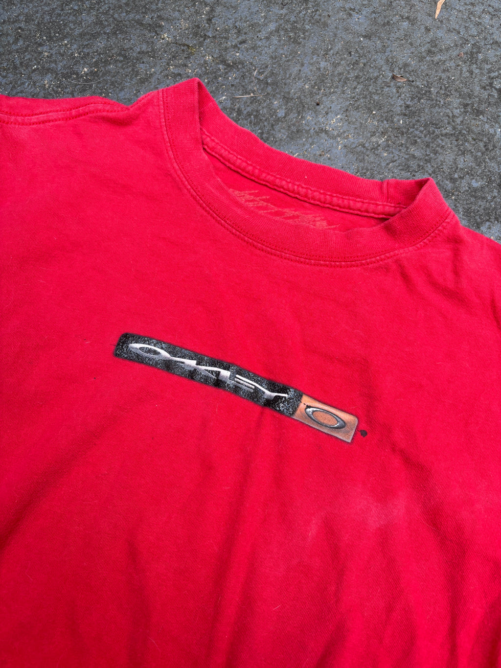 Vintage Y2K Oakley T-shirt Size S Red Spell Out Classic Logo Crew Neck