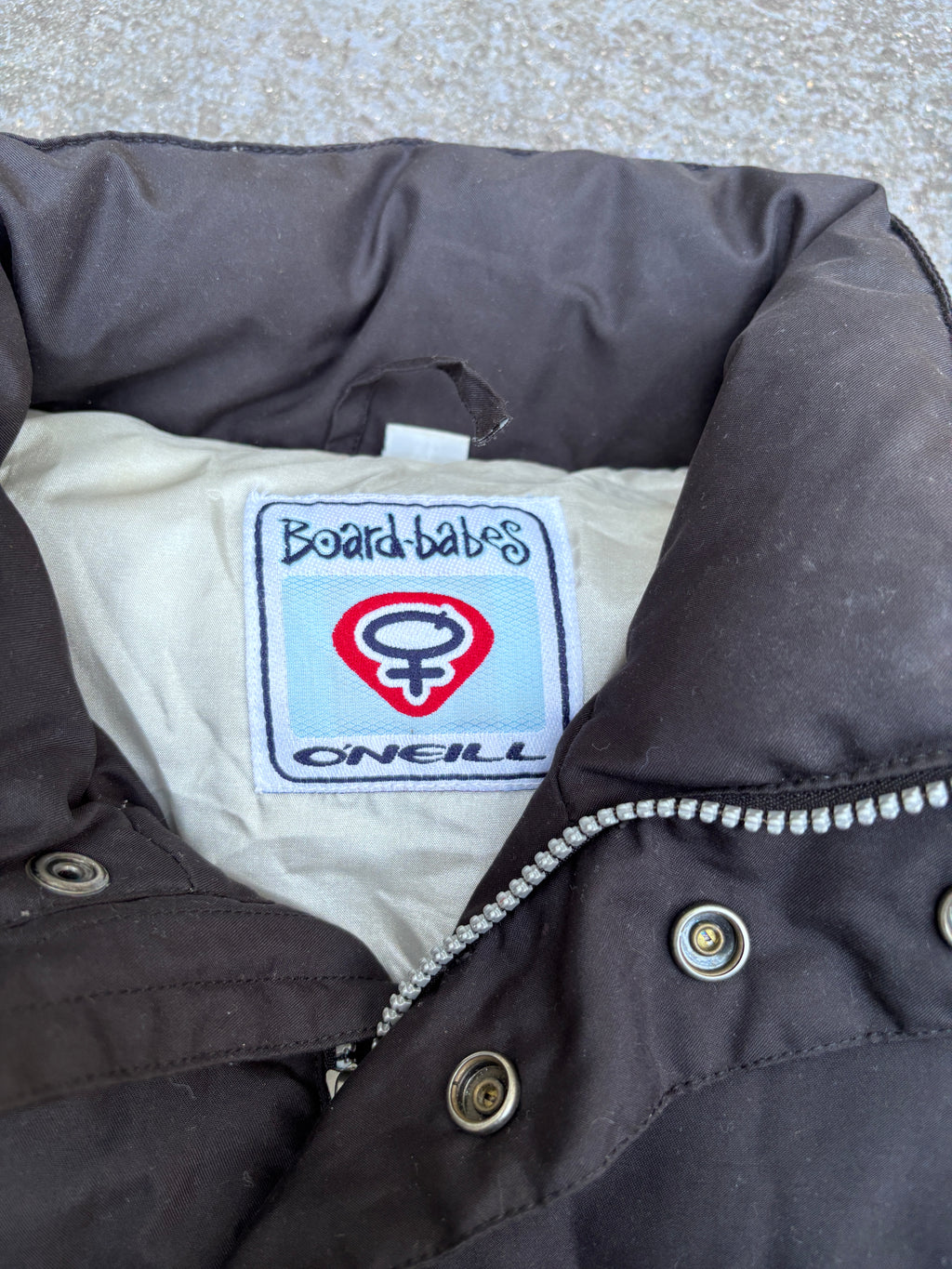 Vintage 90s O’Neill Jacket Women’s XL Black Chest Logo Down Jacket Ski Snowboard