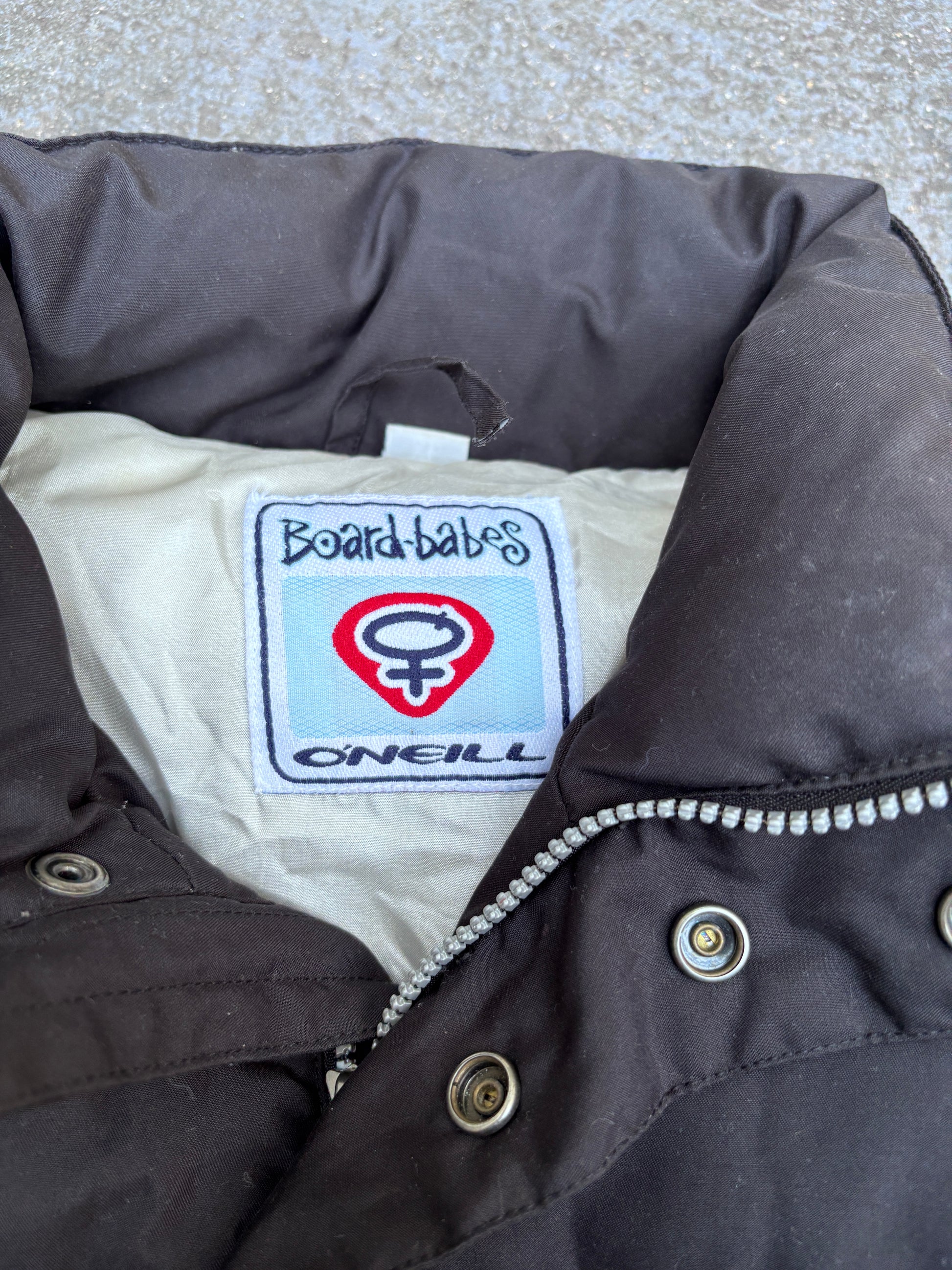 Vintage 90s O’Neill Jacket Women’s XL Black Chest Logo Down Jacket Ski Snowboard