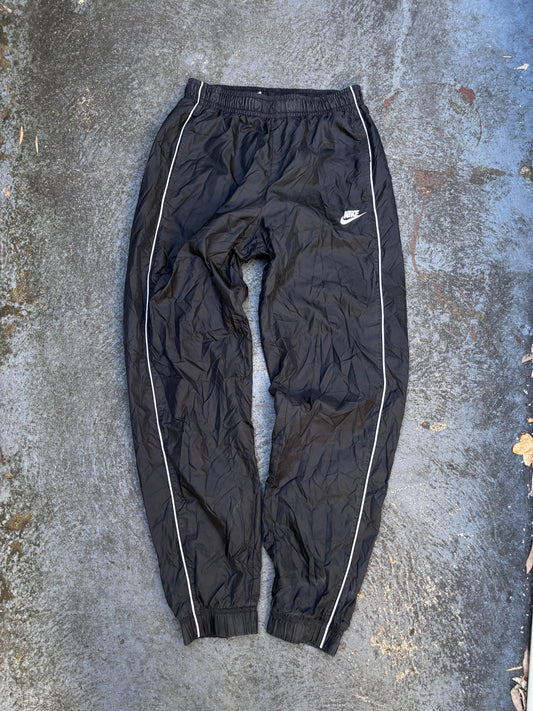 Nike Track Pants Size S Black White Piping Logo Classic Nylon Windbreakers