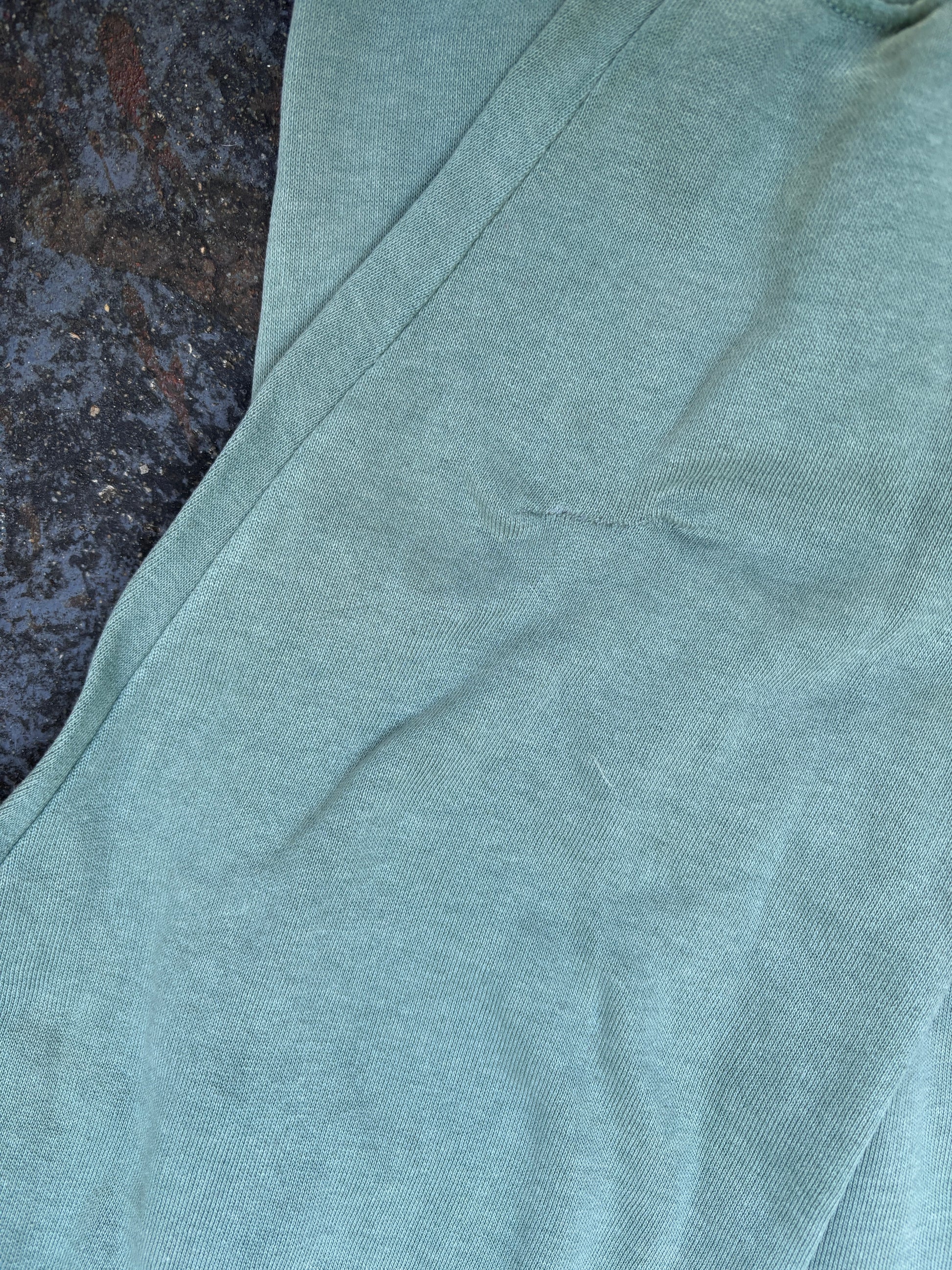 Vintage 90s Quiksilver Jumper Size M Green Large Tribal Logo Surf Wear Crew Neck