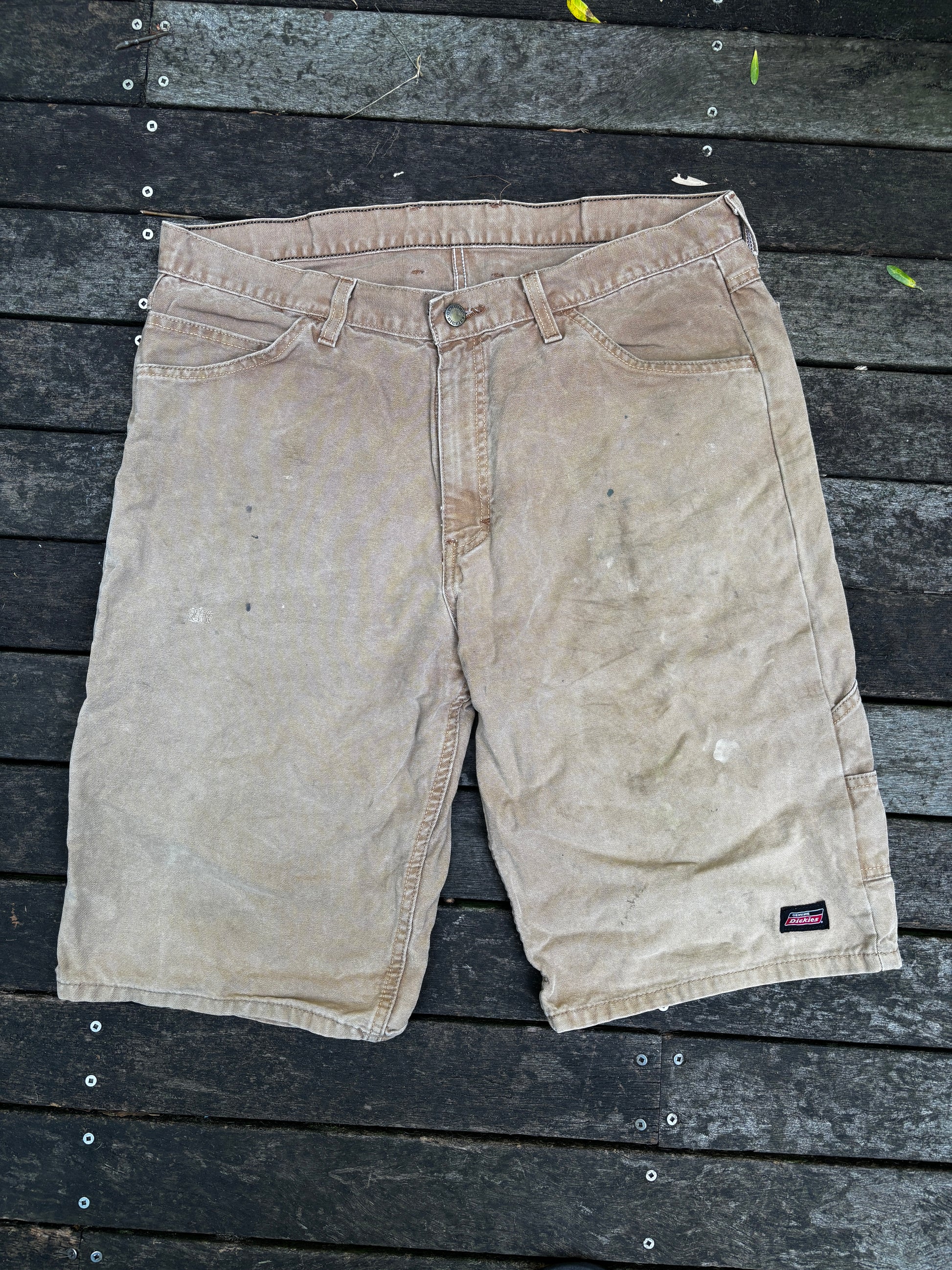 Dickies Denim Workwear Shorts Size 36in Tan