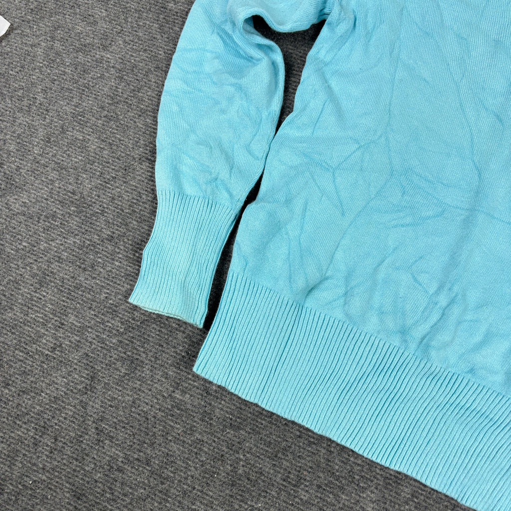 Ralph Lauren V-Neck Sweater Women's XS Baby Blue Small Pony Golf Core