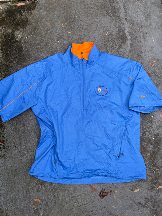 Vintage Y2K Nike Golf Jacket Size L Blue Orange Detail Short Sleeve Windbreaker