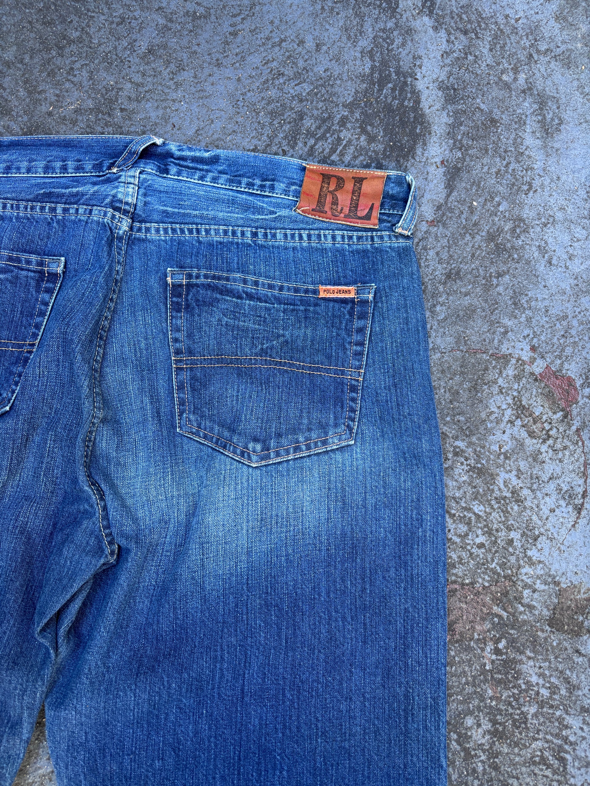 Polo Ralph Lauren Jeans Sz 36 Blue Wide Leg Mid Wash Denim Button Front Tunisia