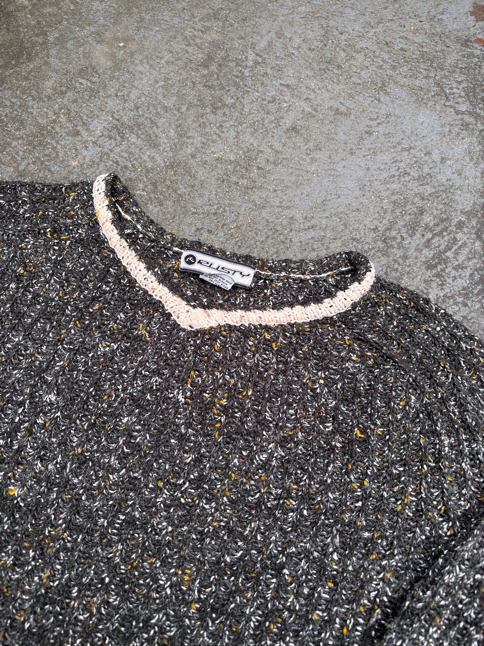 Vintage Y2K Rusty Fisherman Knit Jumper Size XL Black Pullover Wool Acrylic