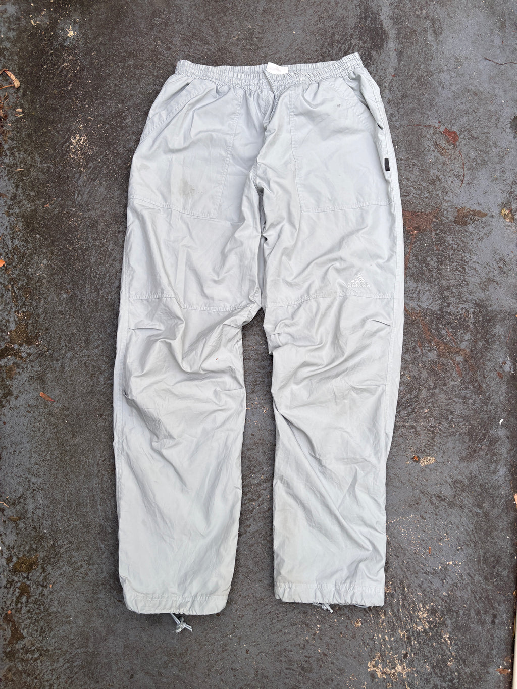 Vintage 90s Adidas Track Pants Size M Double Grey Mesh Lined Nylon Windbreakers