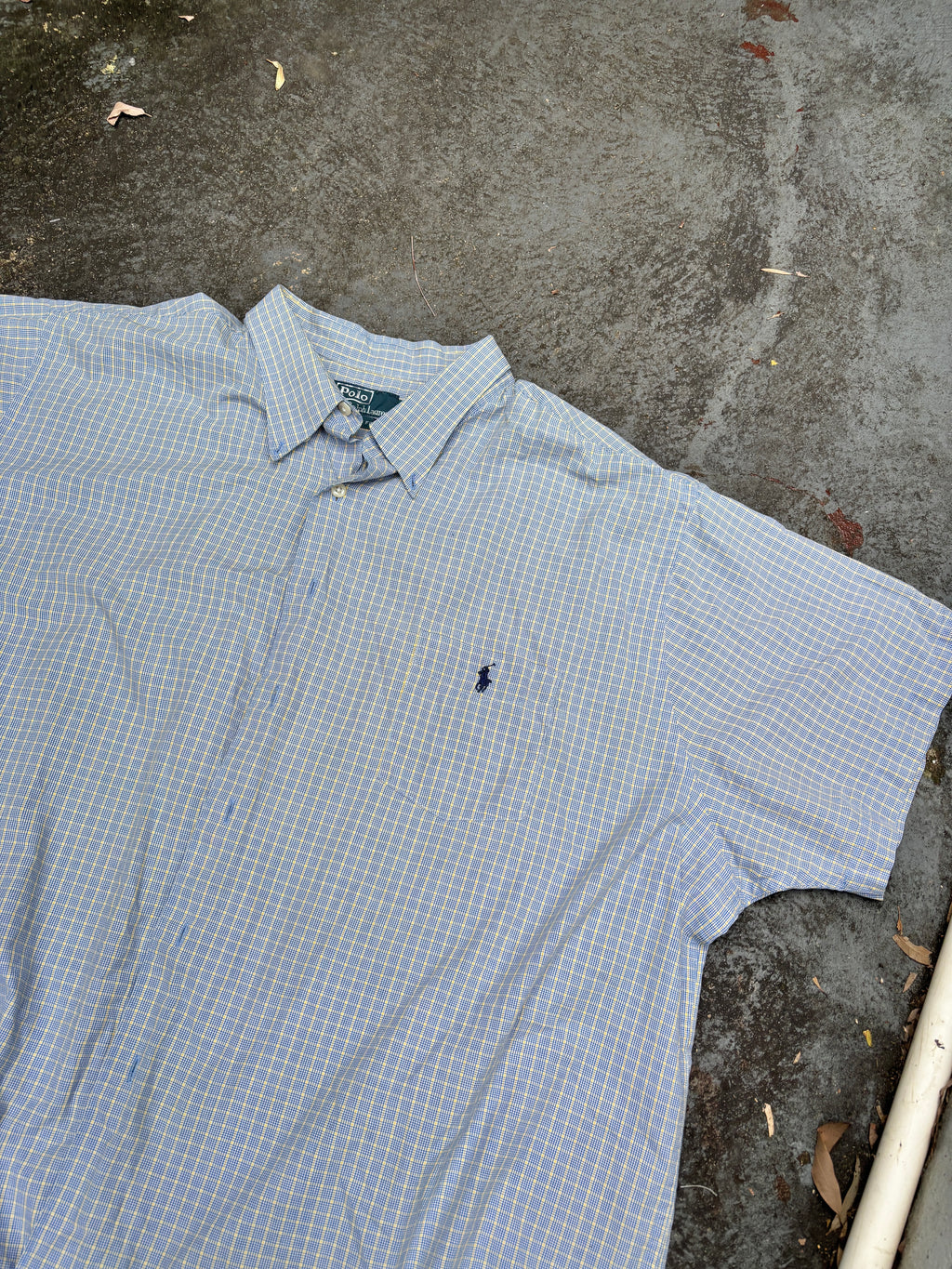 Vintage 90s Polo Ralph Lauren Shirt Size L Oversized Blue Chest Pocket Blue Pony