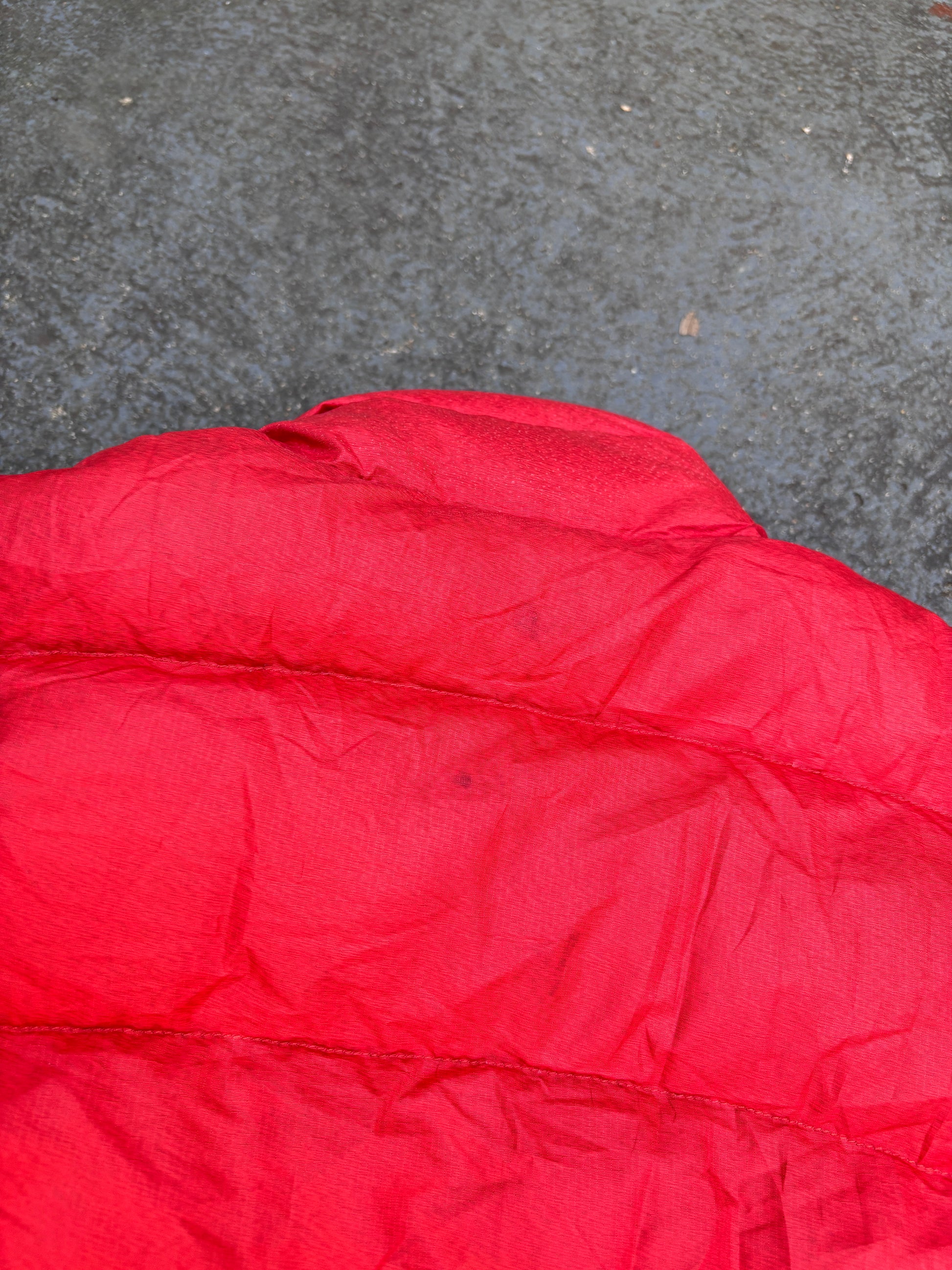 Patagonia Puffer Down Jacket Size S Red Hip Logo Textured Poly Full Zip Pockets