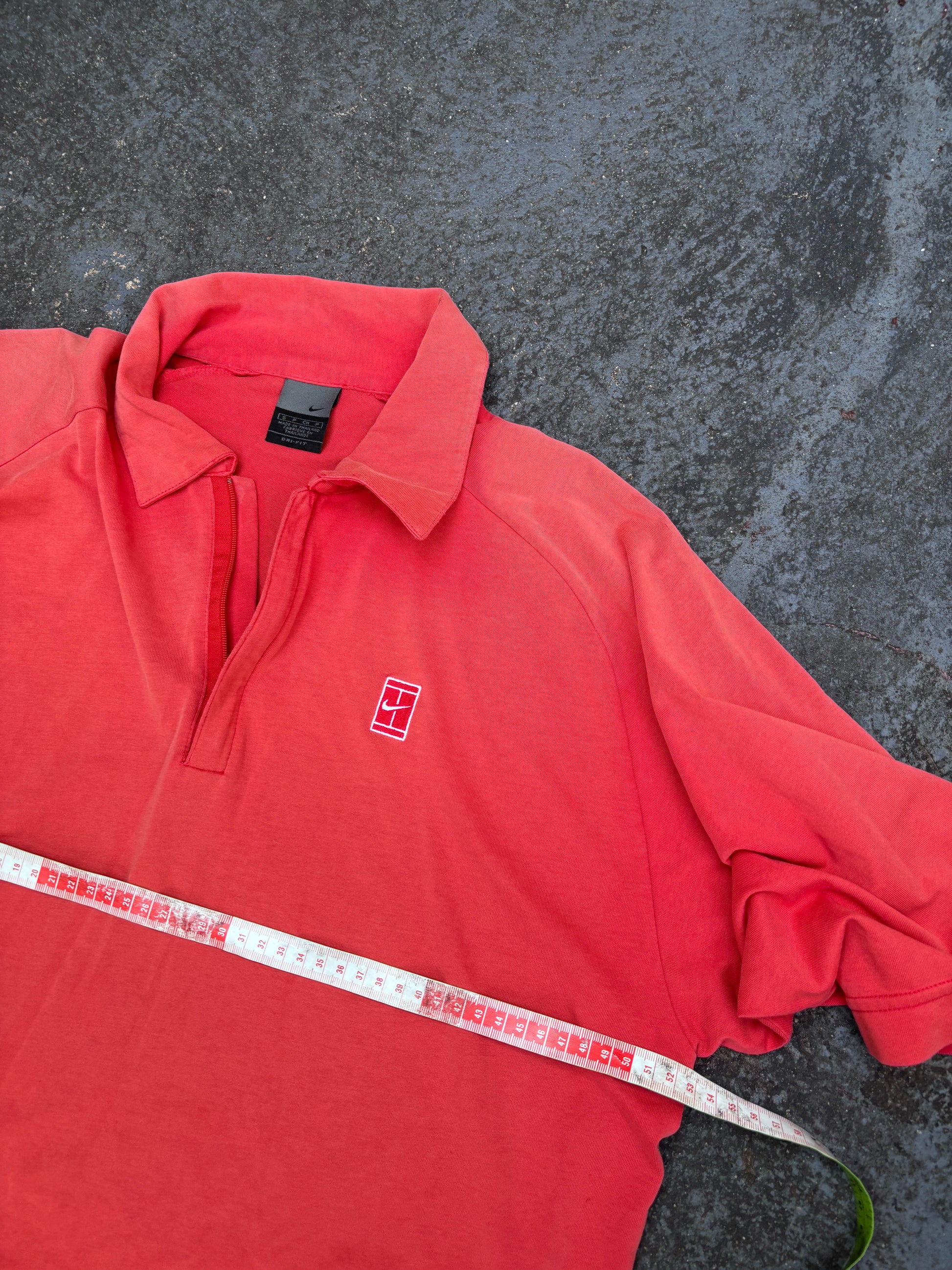 Vintage Y2K Nike Court Polo Men’s S Red w Nike Court Logo 1/4 Zip Stretchy