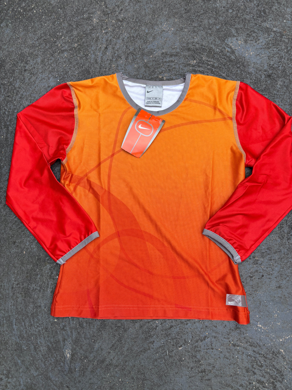 Vintage Y2K Nike Top Womens XS Orange Red NWT Nylon Tech Wear 3/4 to Long Sleeve
