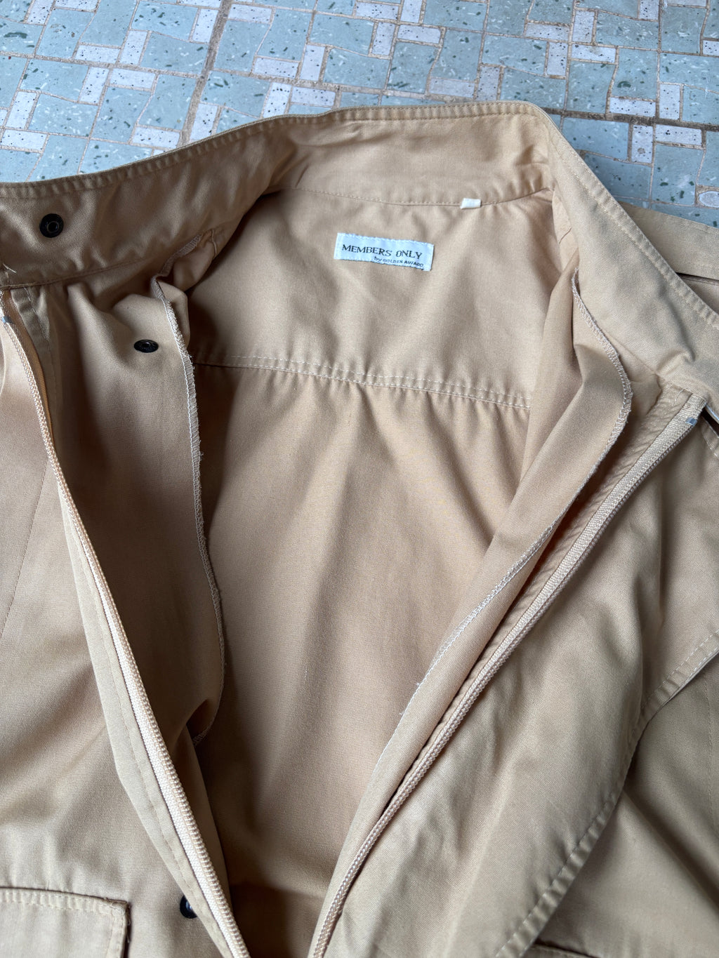 Members Only Racing Jacket Size M Tan Camel Front Pockets Cuffed Full Zip