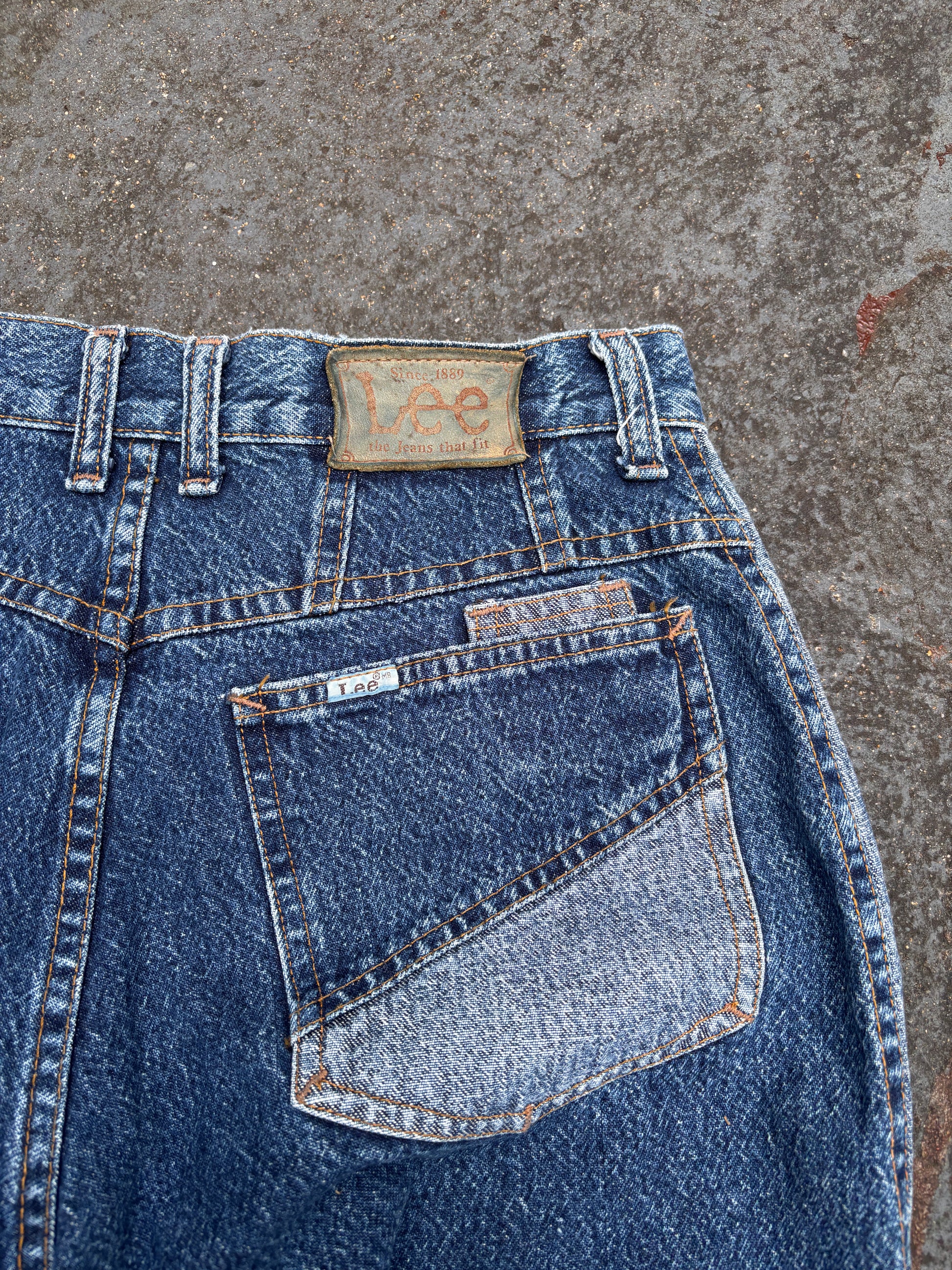Vintage Lee Jeans Women’s AU 12 Blue White Tab MR Acid Wash Panels