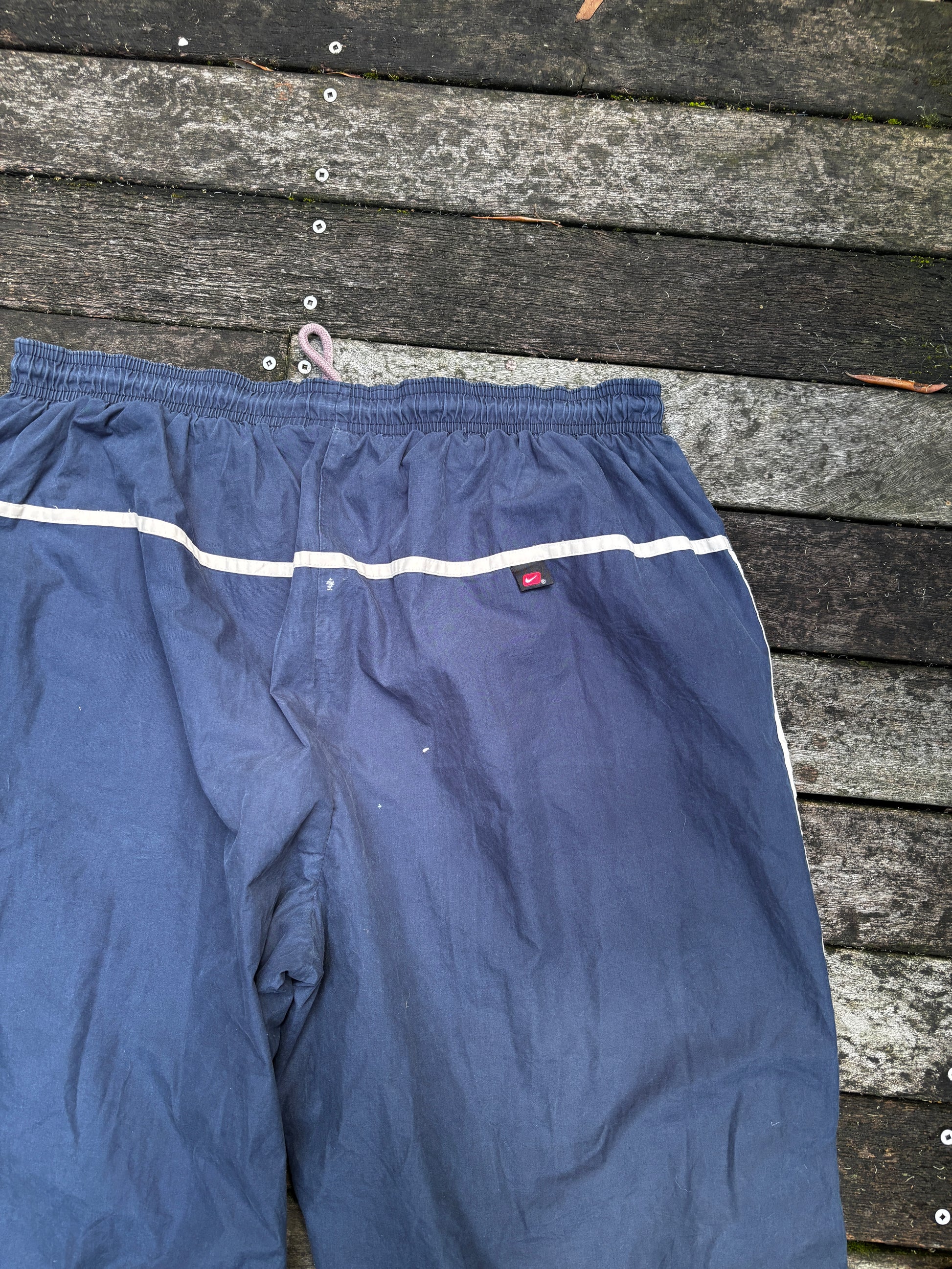 Vintage Nike Track Pants Size XL Blue Nylon Y2K