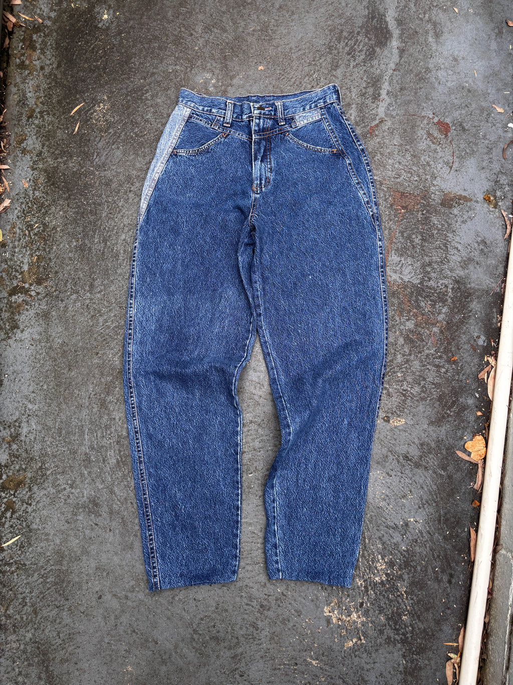Vintage Lee Jeans Women’s AU 12 Blue White Tab MR Acid Wash Panels