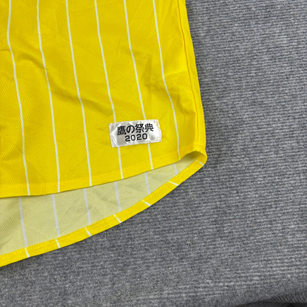 Majestic Soft Bank Hawks Jersey Men's Large Yellow Japanese Baseball NPL