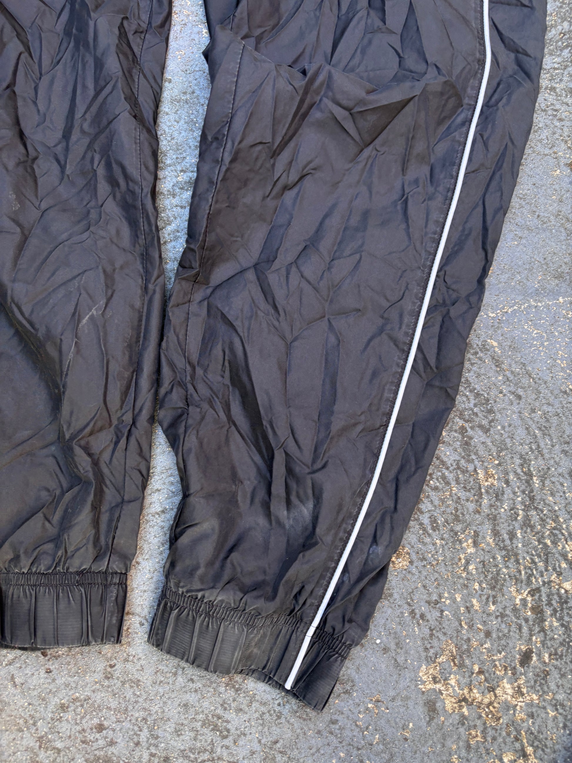 Nike Track Pants Size S Black White Piping Logo Classic Nylon Windbreakers