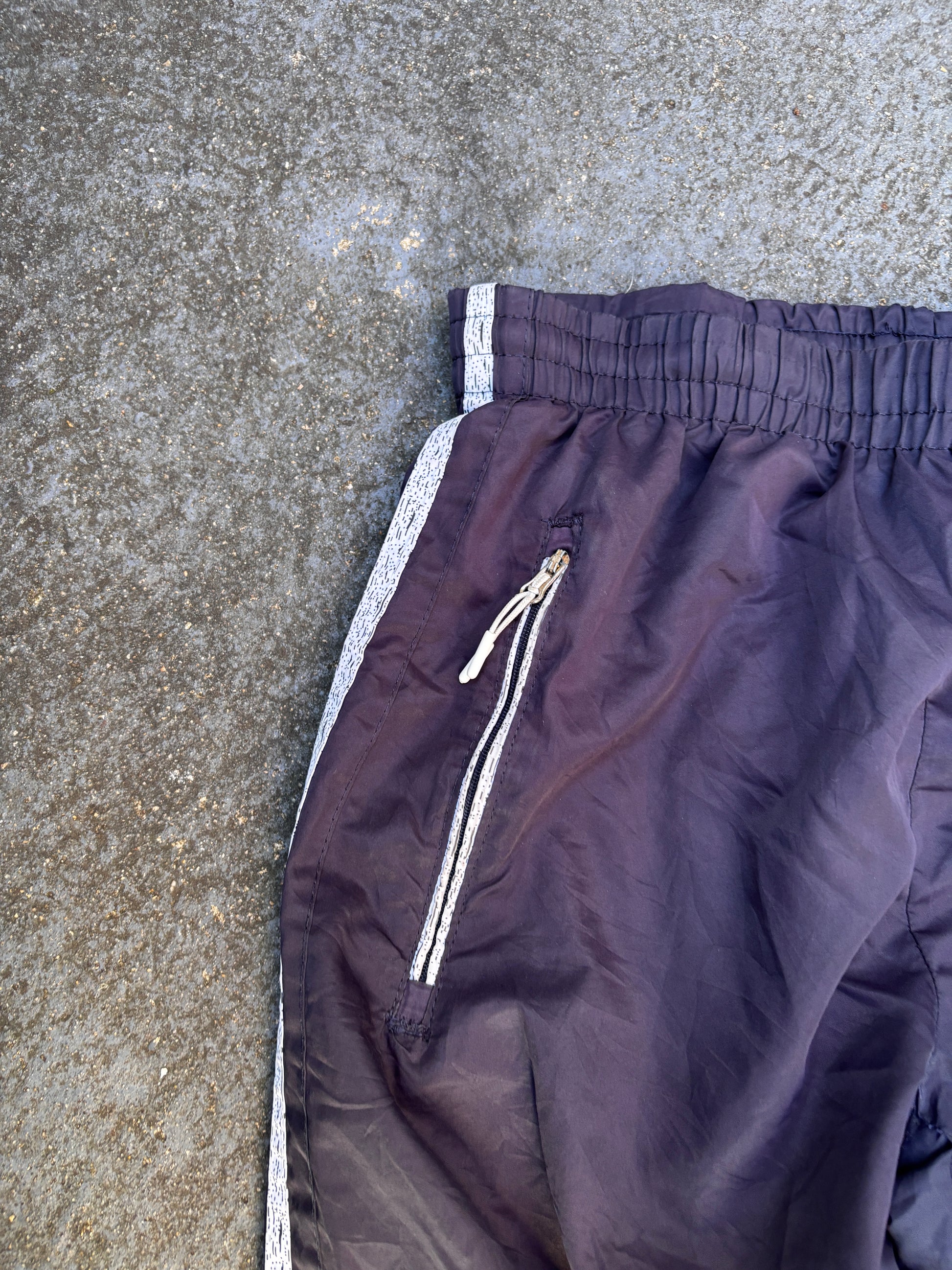 Y2K Nike Track Pants Size S Black White Side Detail Swoosh Tapered Zip Leg