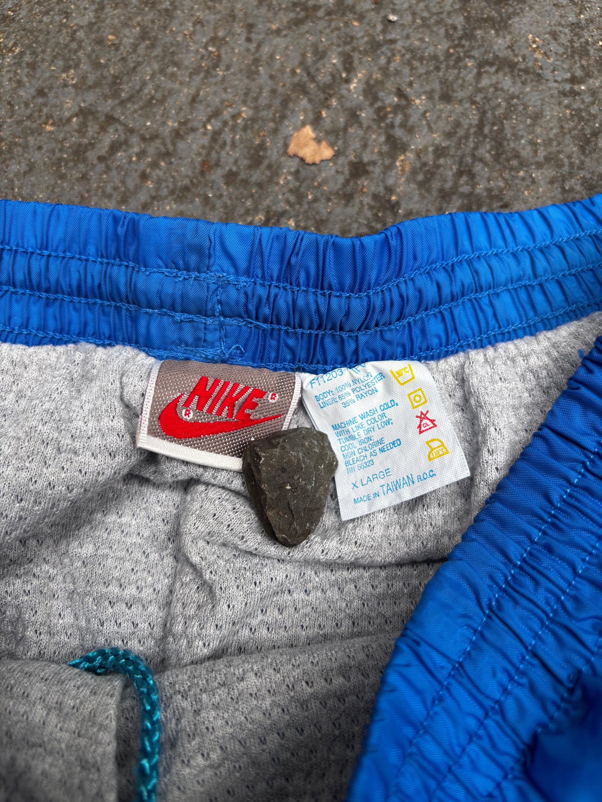 Vintage 90s Nike Track Pants Size XL Double Blue Swoosh Classic Nylon Windbreaker