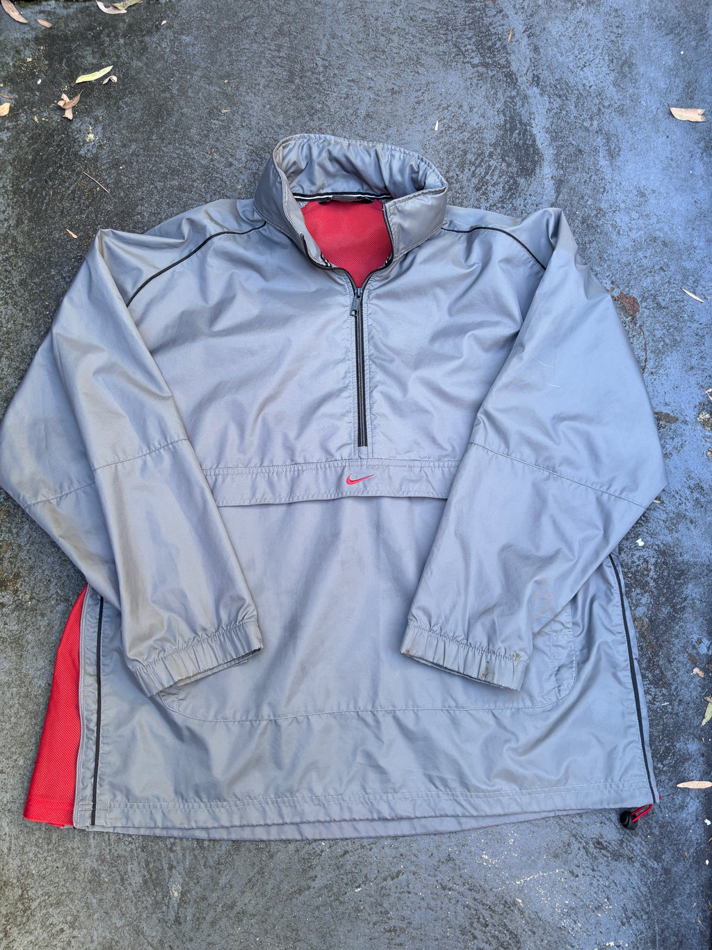 Vintage Y2K Nike Jacket Size XL Oversized Spell Out Kangaroo Pouch Windbreaker
