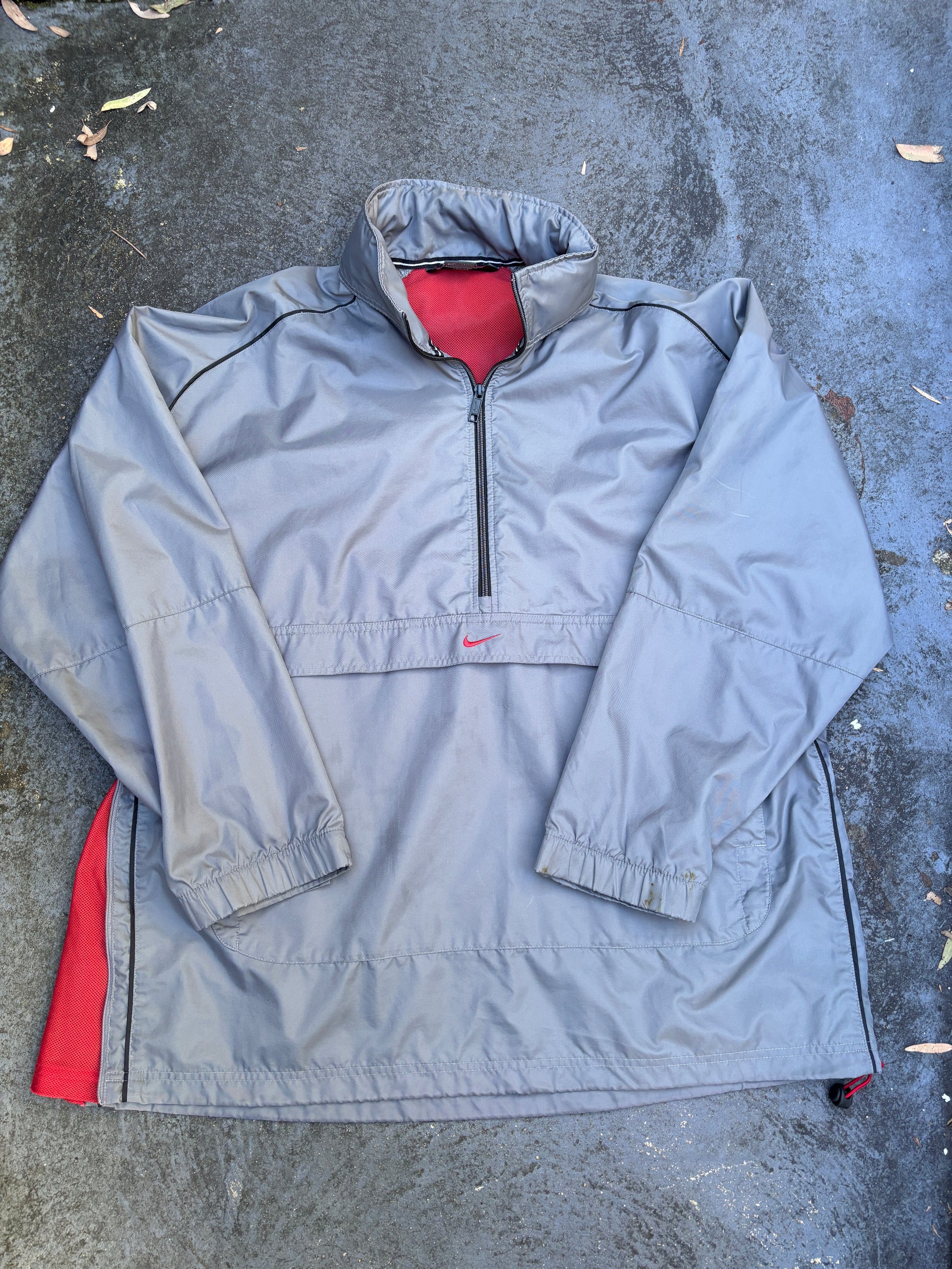 Vintage Y2K Nike Jacket Size XL Oversized Spell Out Kangaroo Pouch Windbreaker