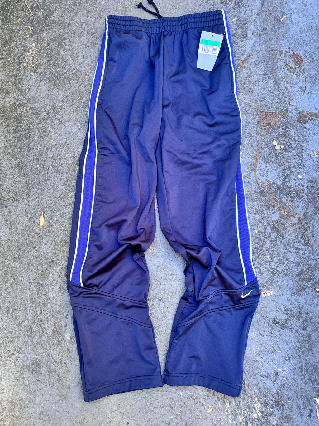 NWT Vintage Y2K Nike Track Pants S Blue Navy Two Tone Satin Finish Windbreaker