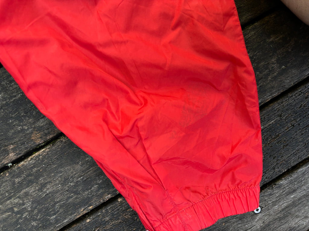 90's Nike Red on Red Nylon Lightweight Winderbreaker Track Pants