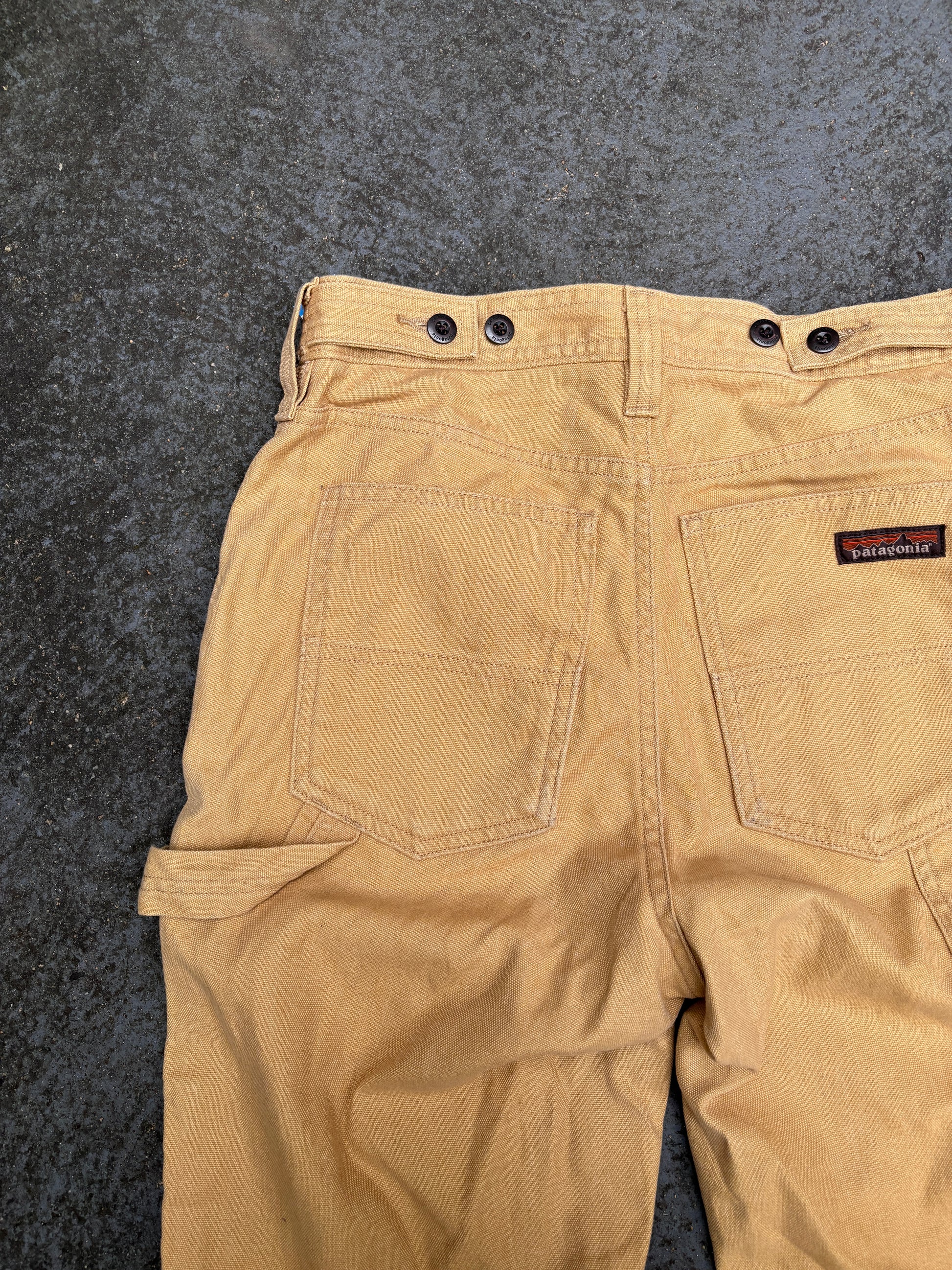 Patagonia Carpenter Jeans Size S Tan Workwear Pocket Logo Brown Tag Straight Leg