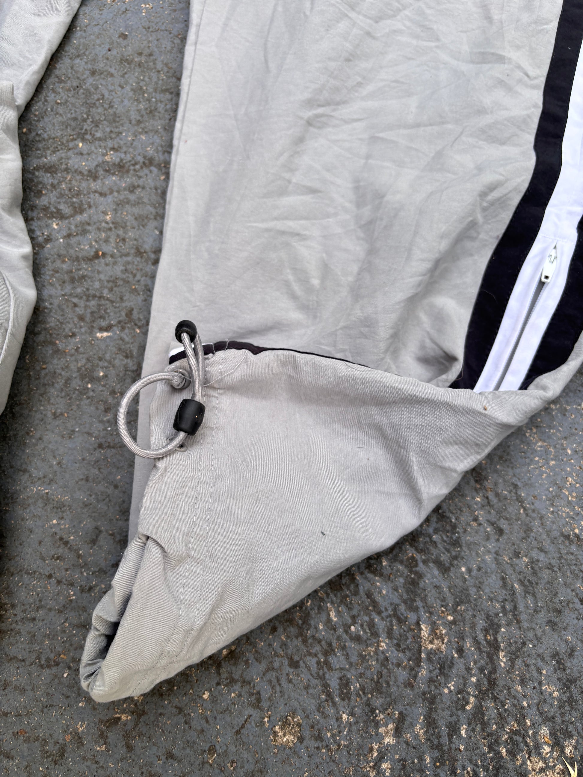 Vintage Y2K Nike Track Pants Size S Grey Black Detail Bungee Waist Cuff Windbreakers