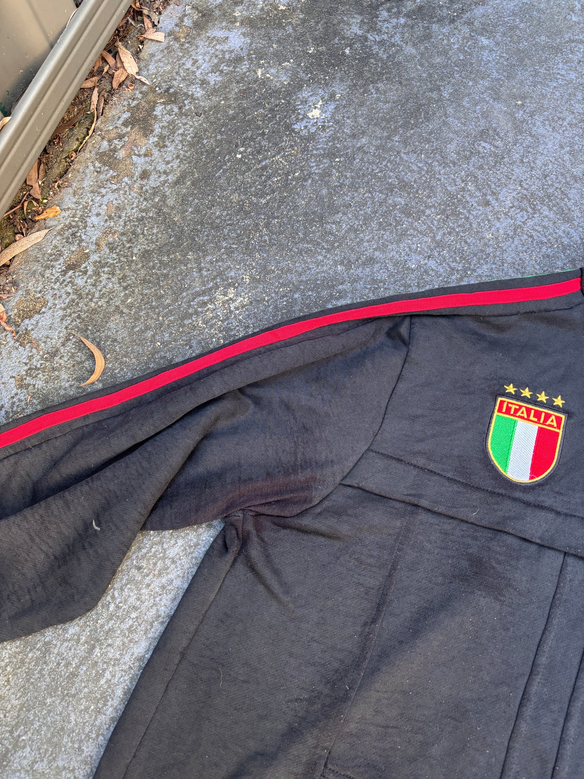 Vintage 90s Kappa Italia Jacket Size XL Black Embroidered Italy Flag Full Zip