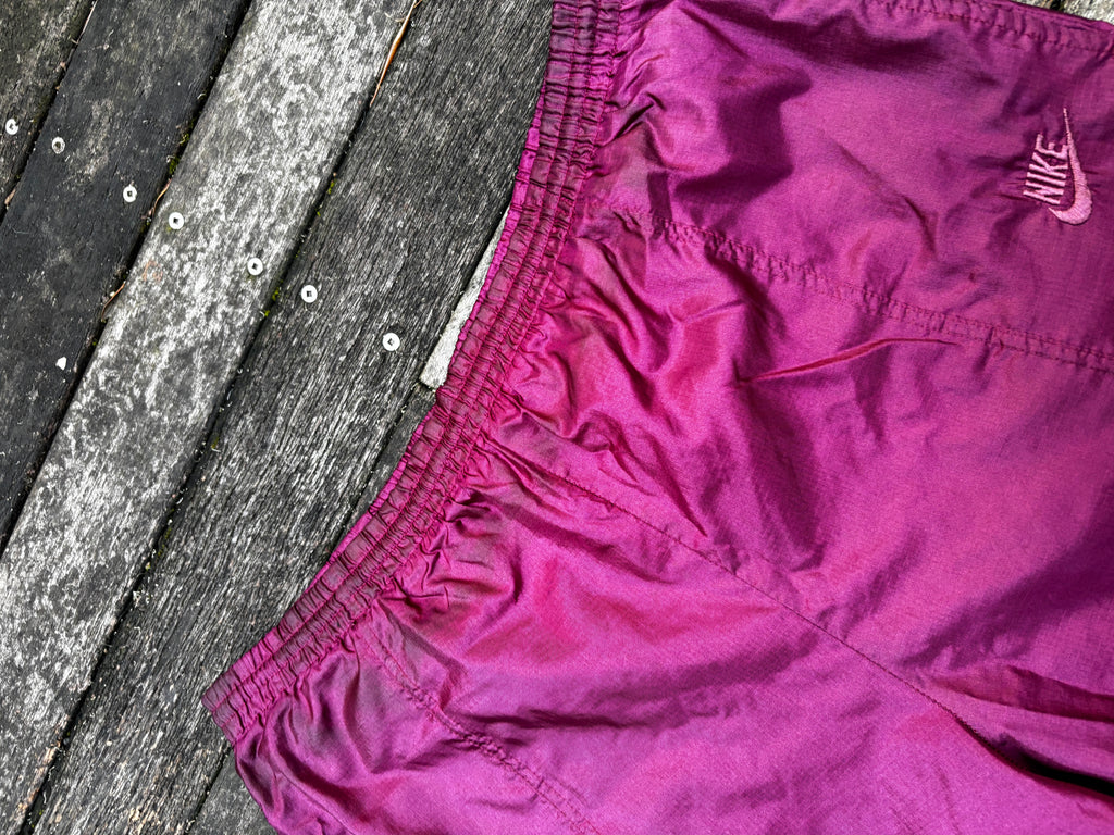 Vintage Nike Track Pants Size L Burgundy Nylon Windbreakers