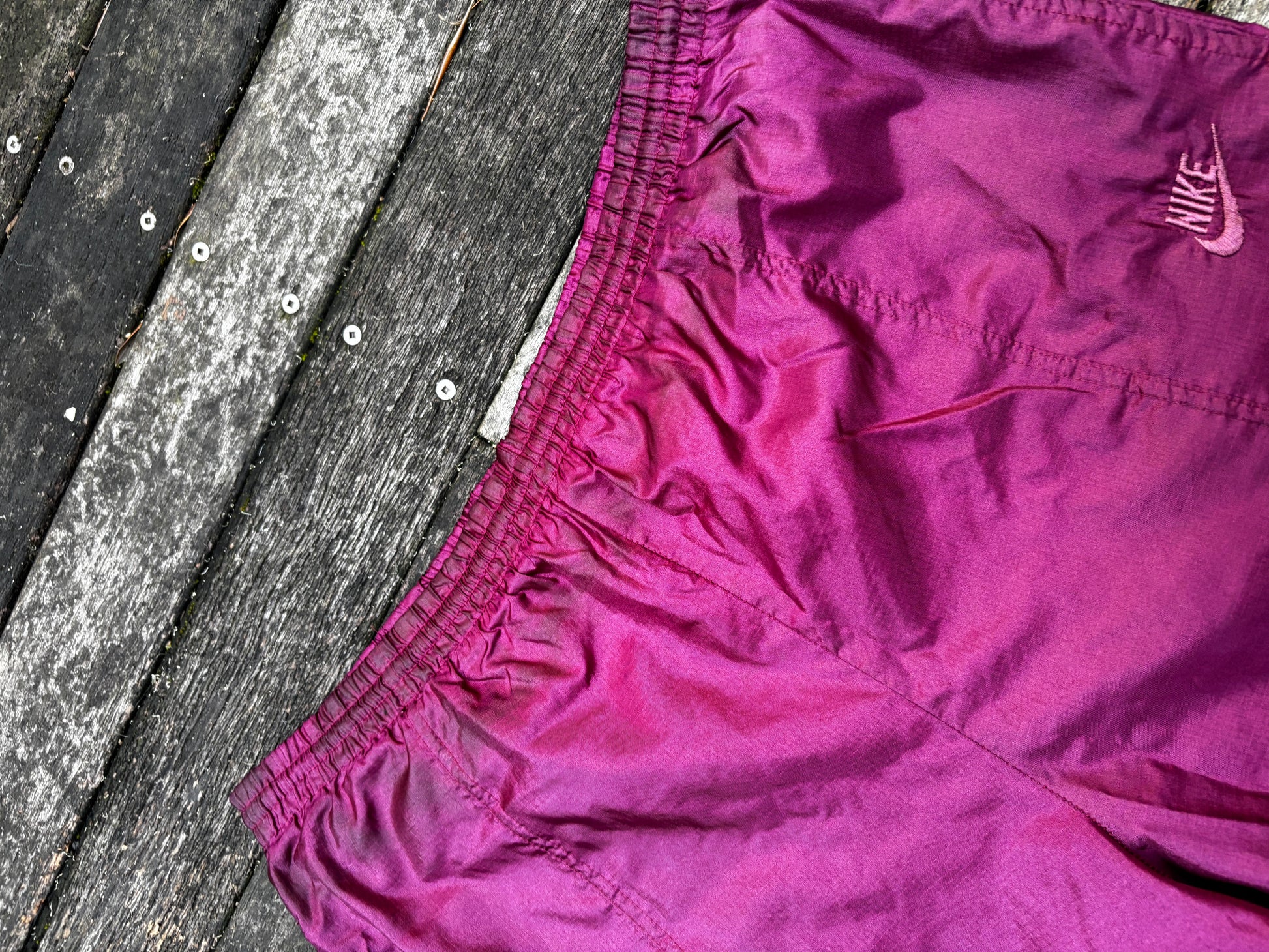 Vintage Nike Track Pants Size L Burgundy Nylon Windbreakers