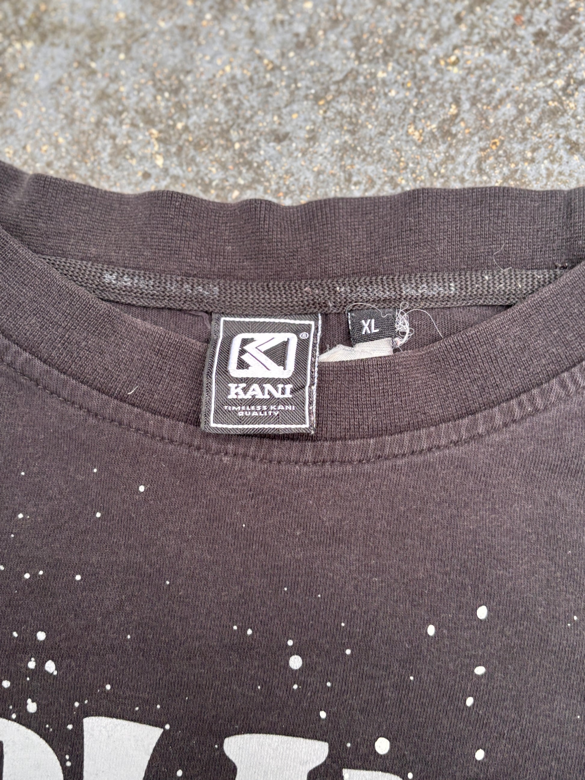 Vintage Y2K Karl Kani T-shirt Size XL Black Large Front Graphic Baggy Hip Hop