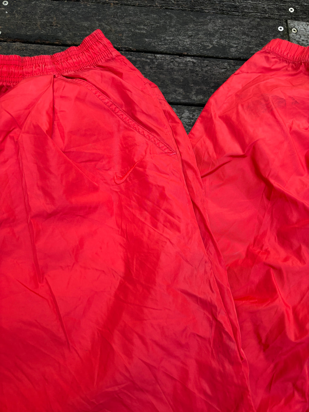 90's Nike Red on Red Nylon Lightweight Winderbreaker Track Pants