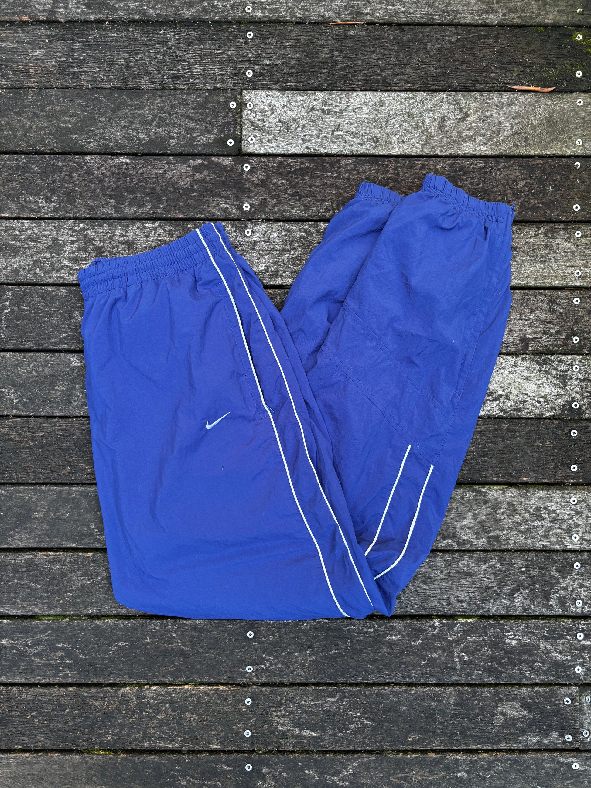 Y2K Nike Track Pants Blue/Purple White Detail Size L