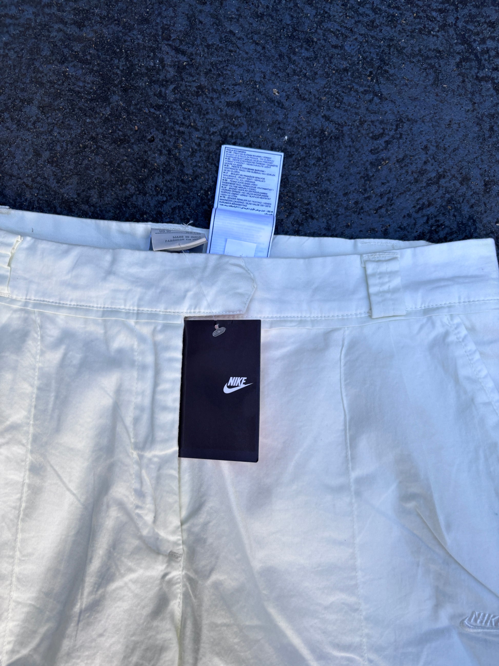 Vintage Y2K Nike Pants Size 12 (M) Double White NWT Pleated Wide Leg Cotton