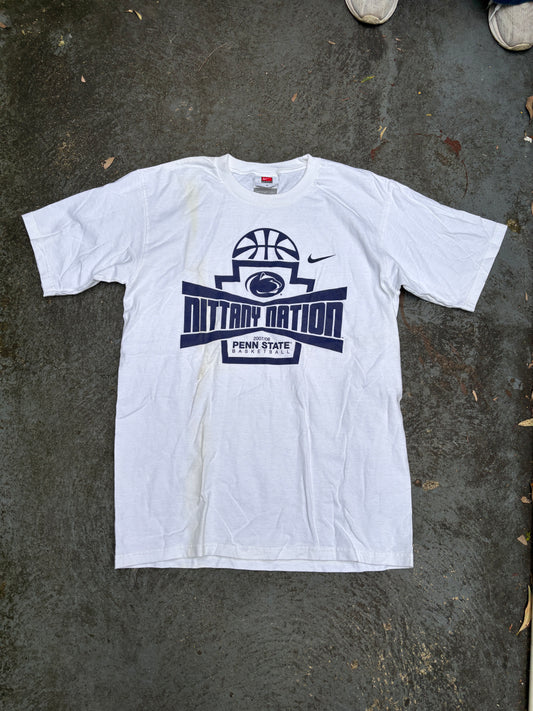 Vintage Y2K Nike Penn State Basketball T-shirt Sz S White Graphic Print College
