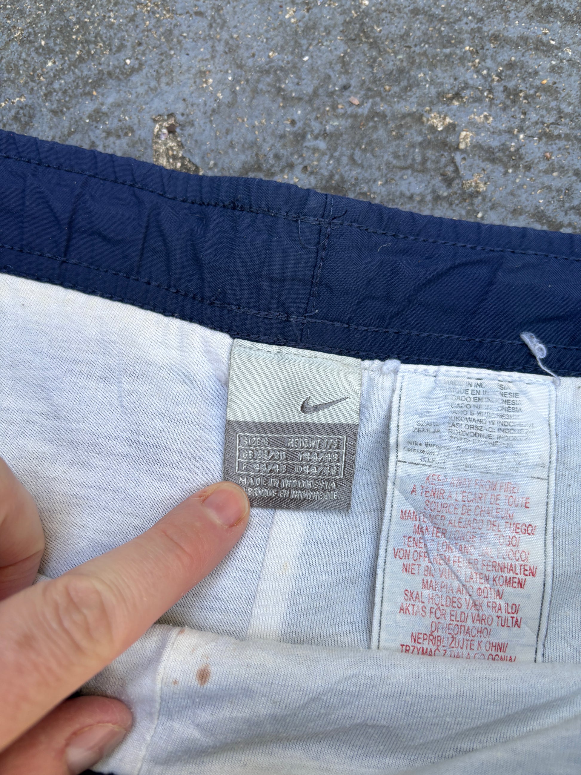 Vintage Y2K Nike Track Pants S Navy White Detail Wide Leg Windbreakers