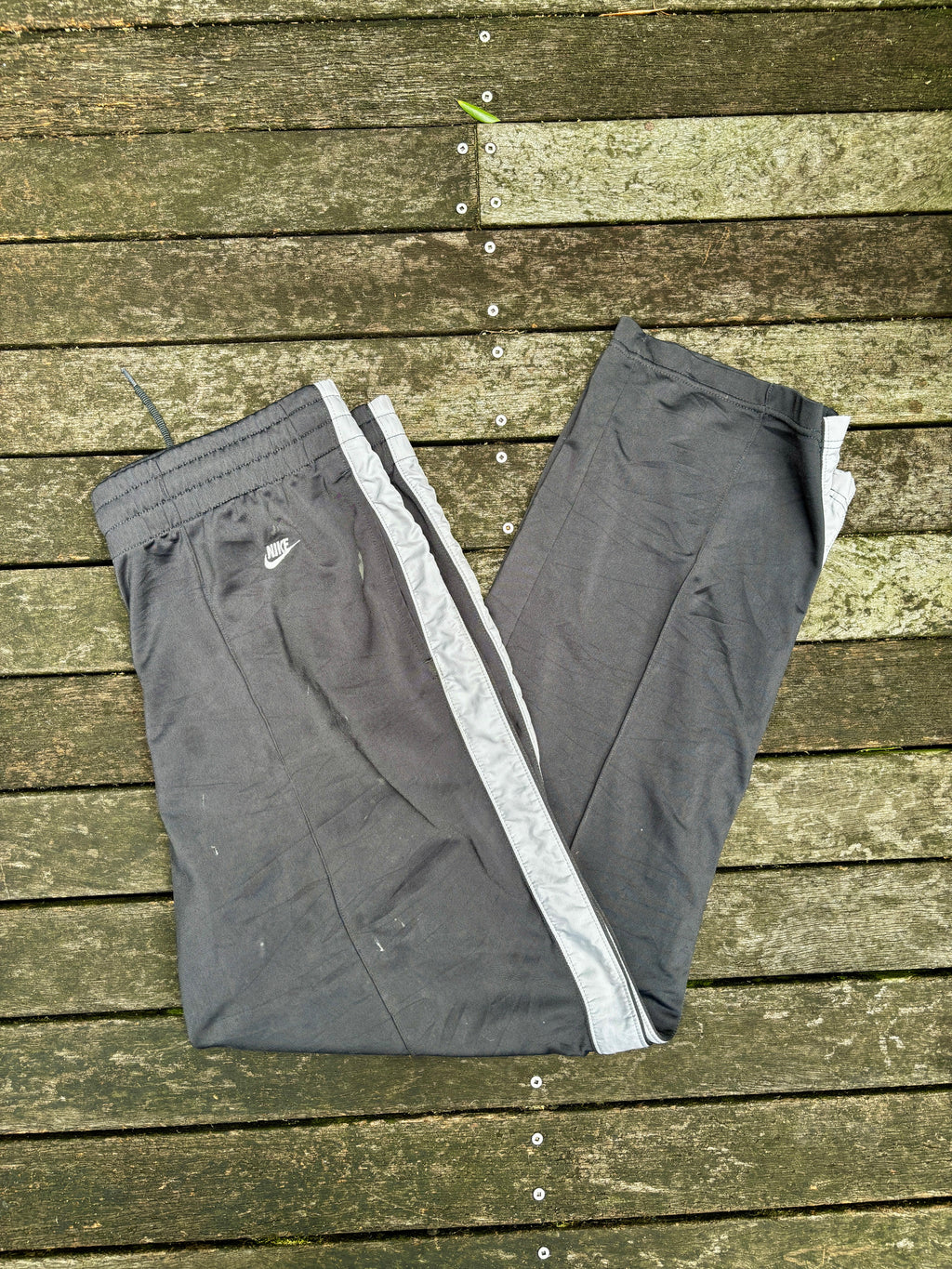Vintage Nike Pleated Track Pants Size L Dark Grey