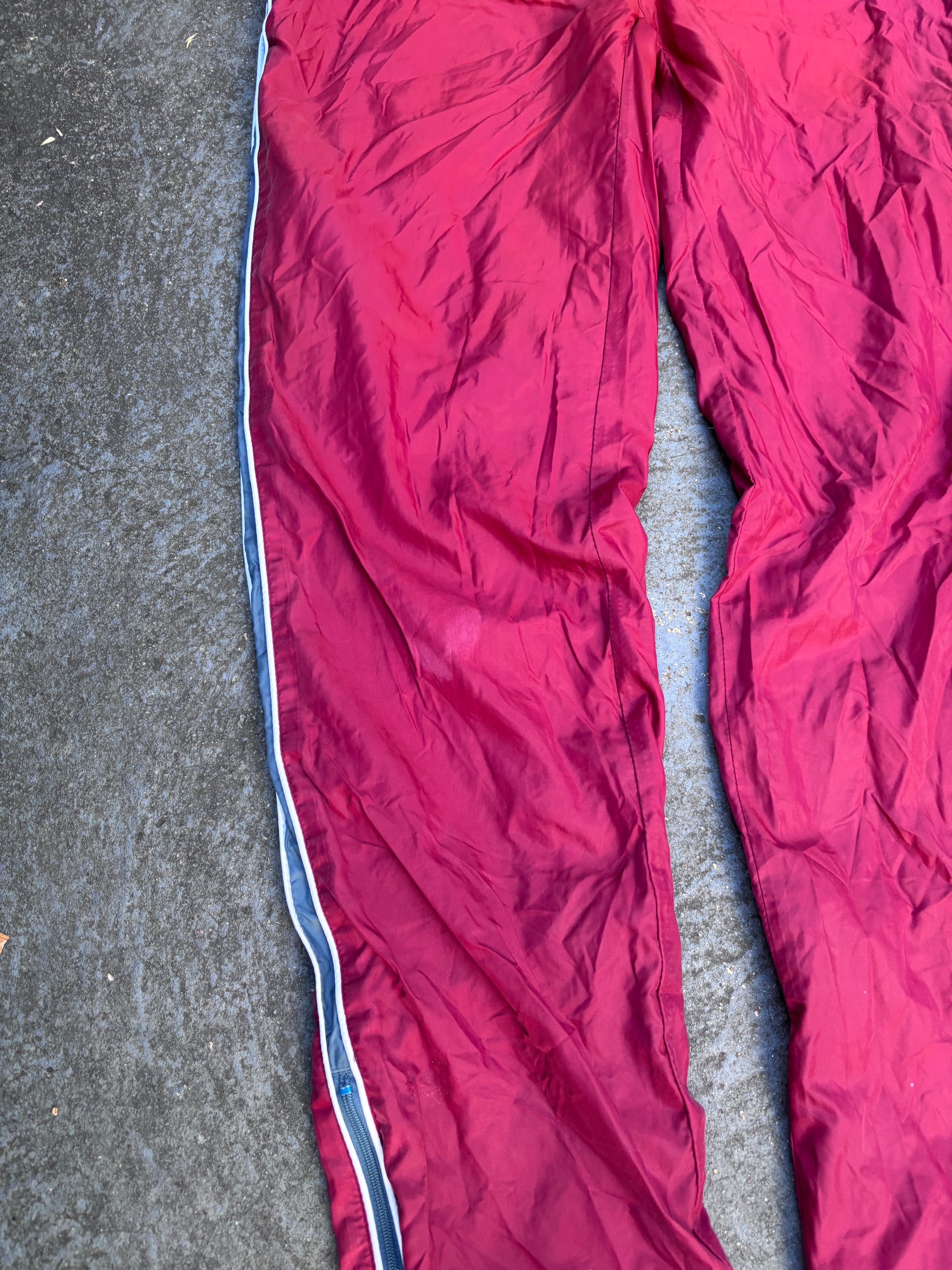 Vintage Y2K Nike Track Pants Size S Burgundy Navy Detail Classic Nylon Windbreaker