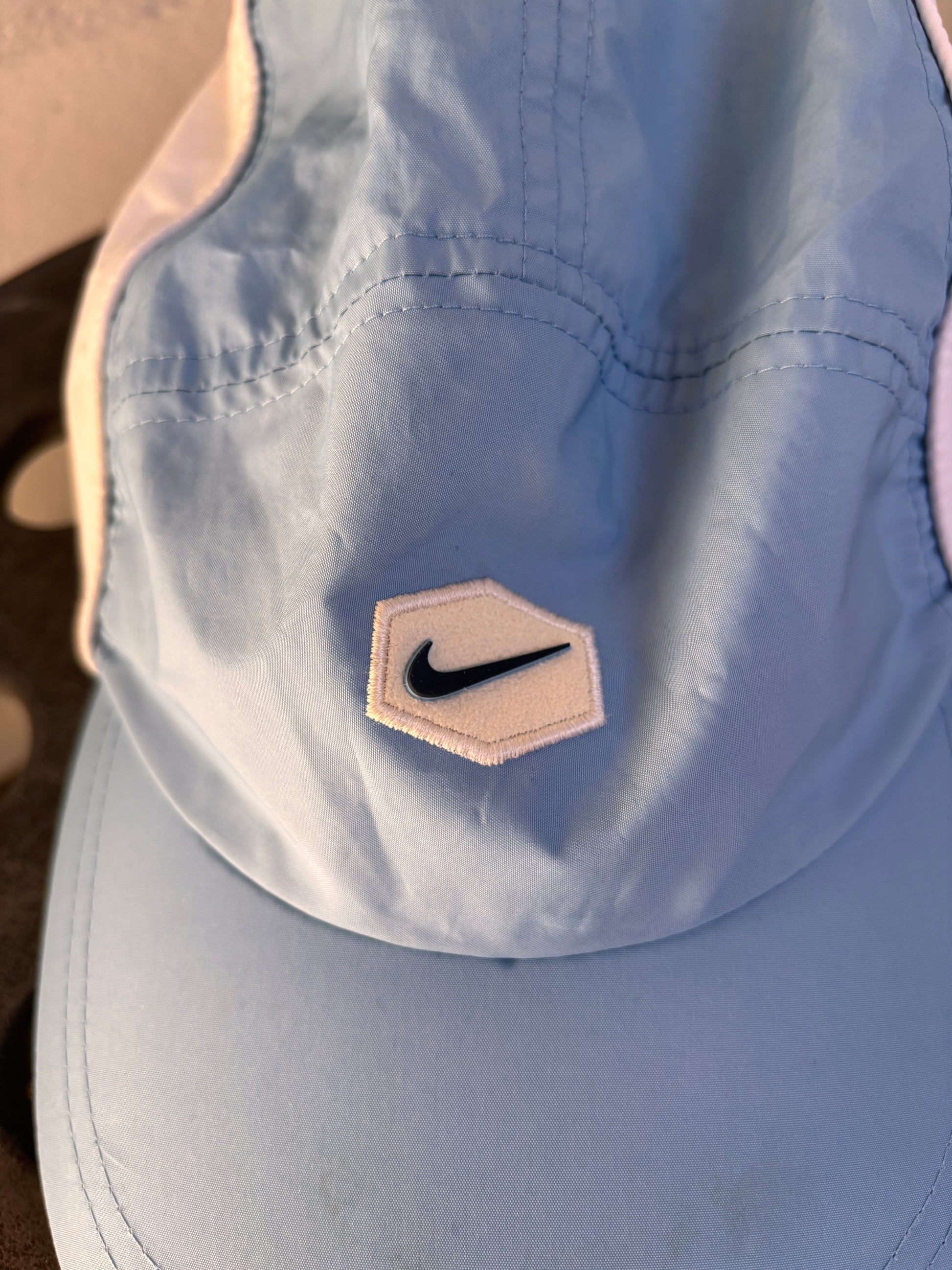 Vintage Y2K Nike Hex Logo Dri-Fit Cap OSFM Blue White Adjustable Back