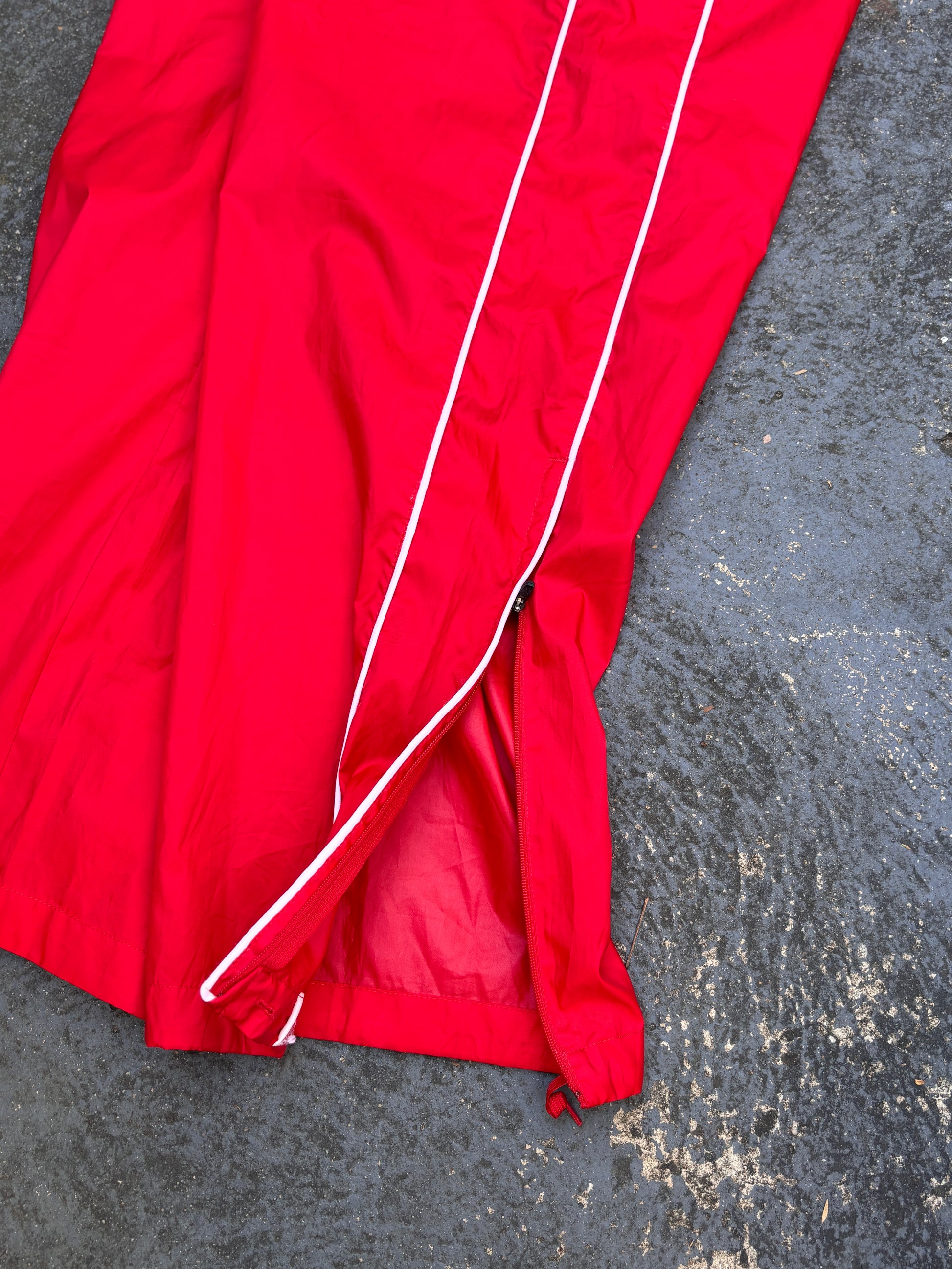Vintage Y2K Nike Track Pants Size L Red White Piping Wide Leg Ankle Zip