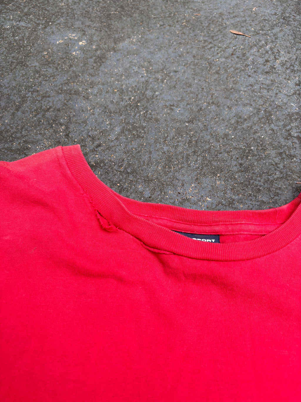 Vintage 90s Ralph Lauren Polo Sport Shark T-Shirt Sz L Red Chest Pocket Cotton
