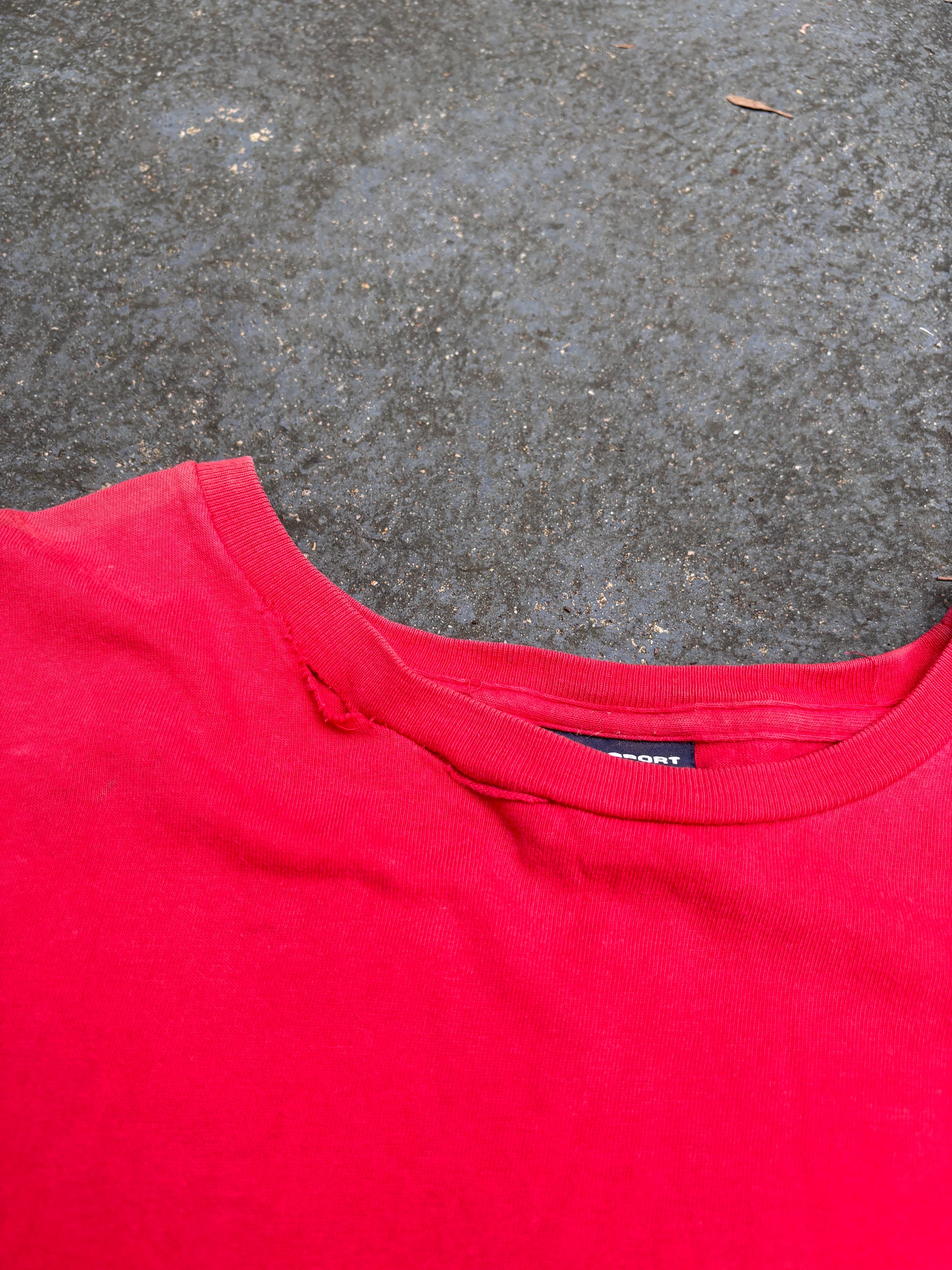 Vintage 90s Ralph Lauren Polo Sport Shark T-Shirt Sz L Red Chest Pocket Cotton