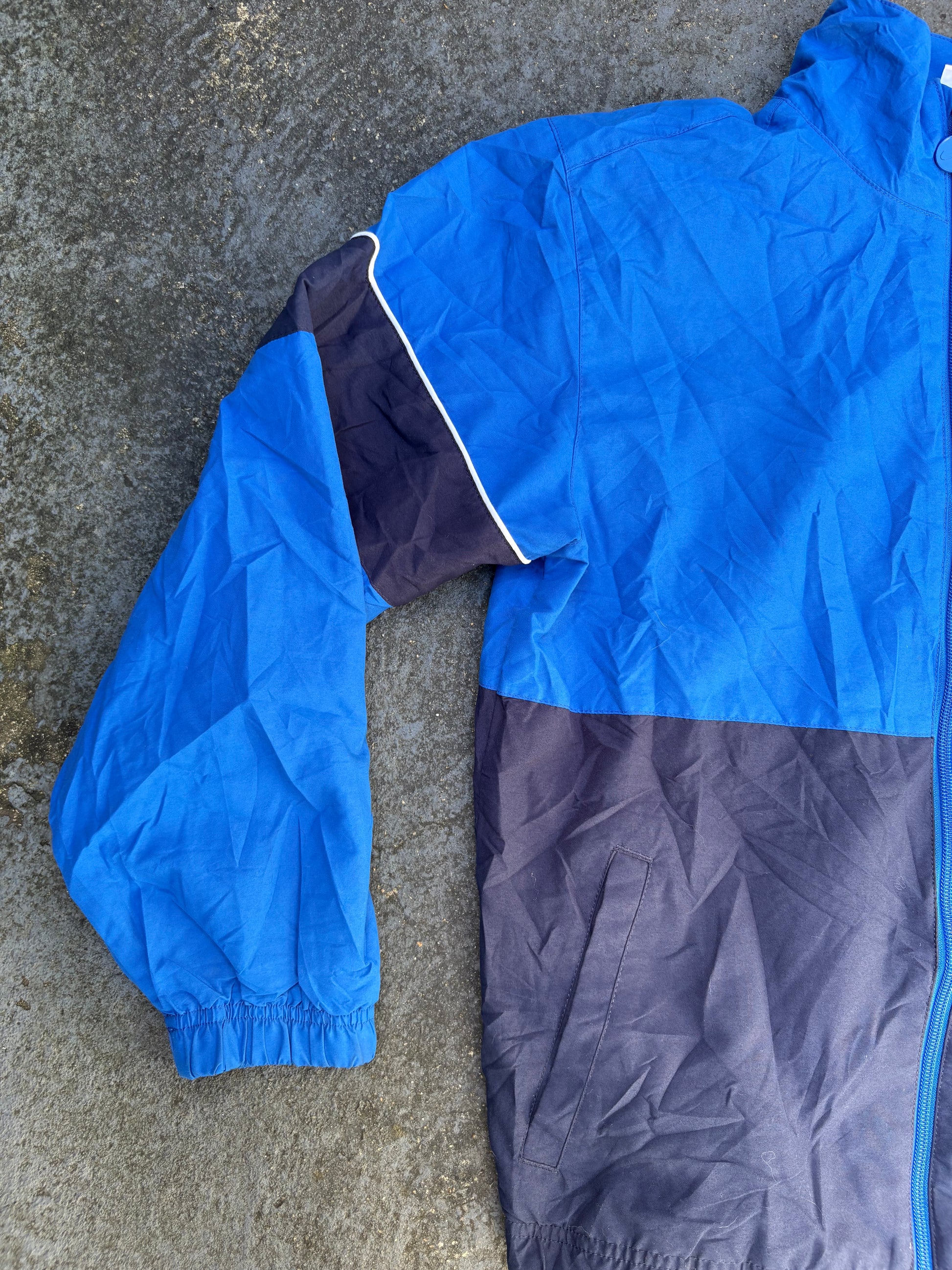 Vintage Y2K Nike Jacket Size S Blue Two Tone White Swoosh Windbreaker Full Zip